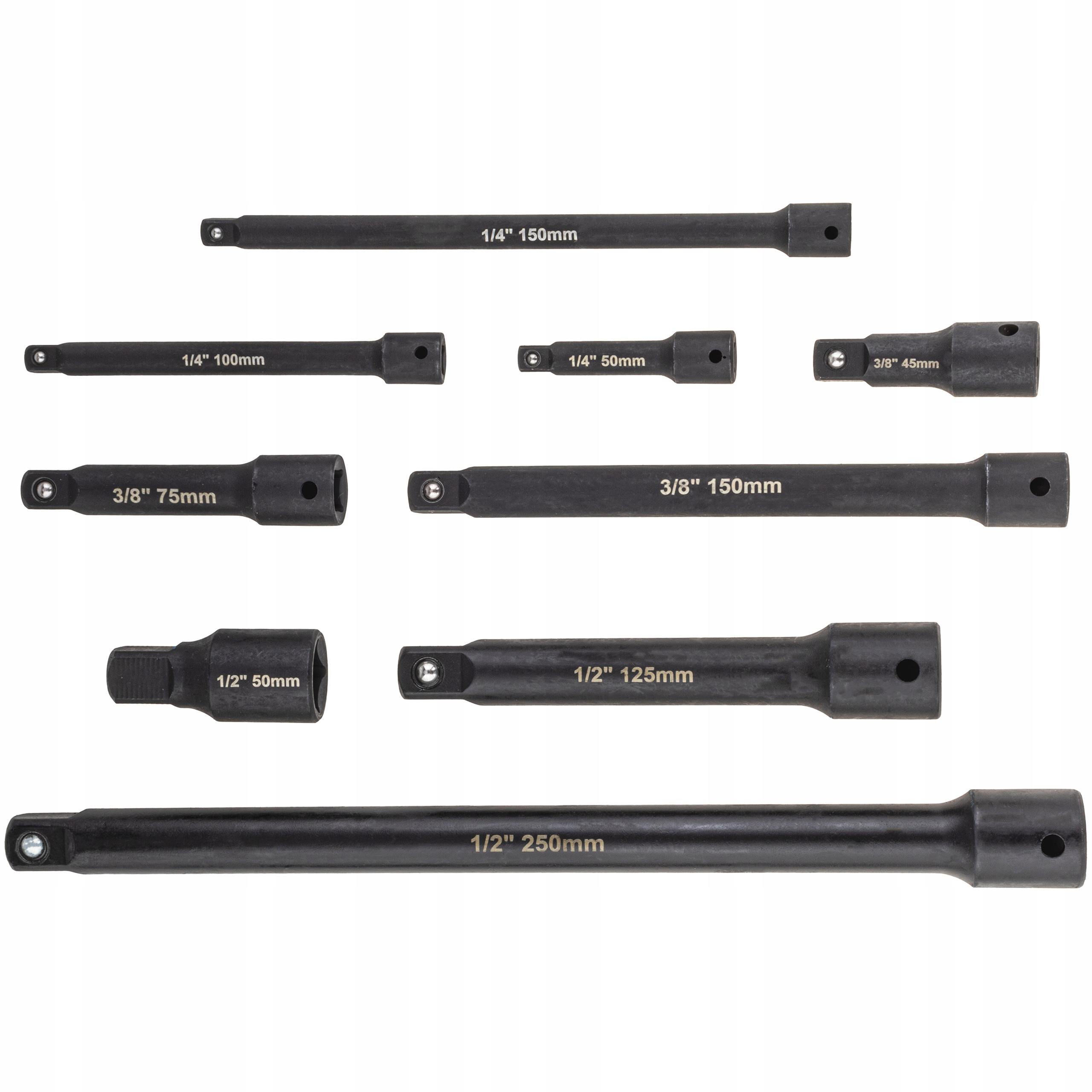 Zestaw przedłużek udarowych 1/4" 3/8" 1/2" 9 el. SilverTools CrV
