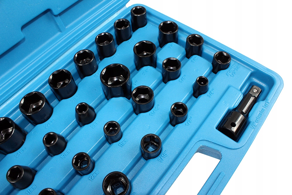 Nasadki udarowe 3/8" i 1/2" 35 el. Falon-Tech FT1135 z adapterami