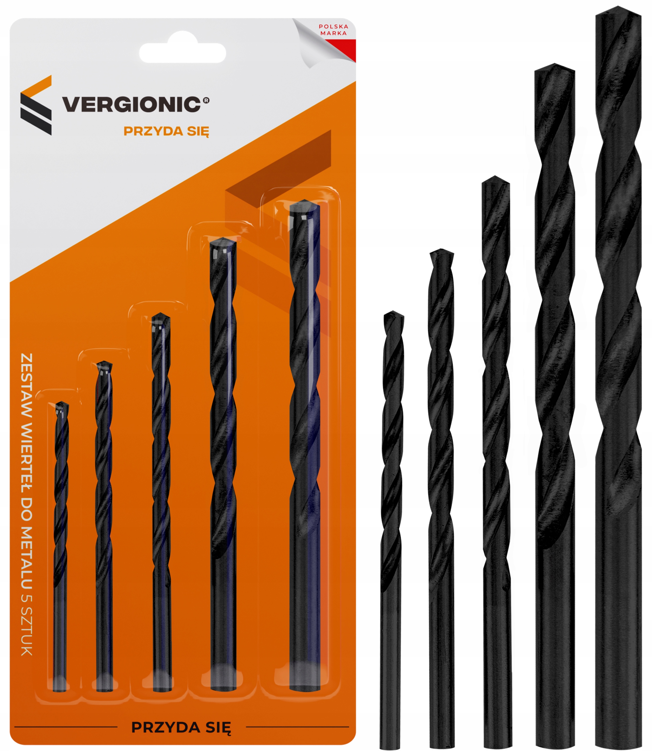 ZESTAW WIERTEŁ DO METALU DREWNA PLASTIKU HSS 4-10 mm 5 szt. VERGIONIC