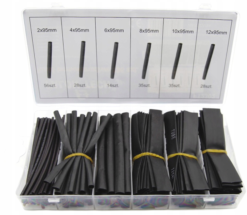 ZESTAW RUREK RURKI TERMOKURCZLIWE CZARNE 196 SZT