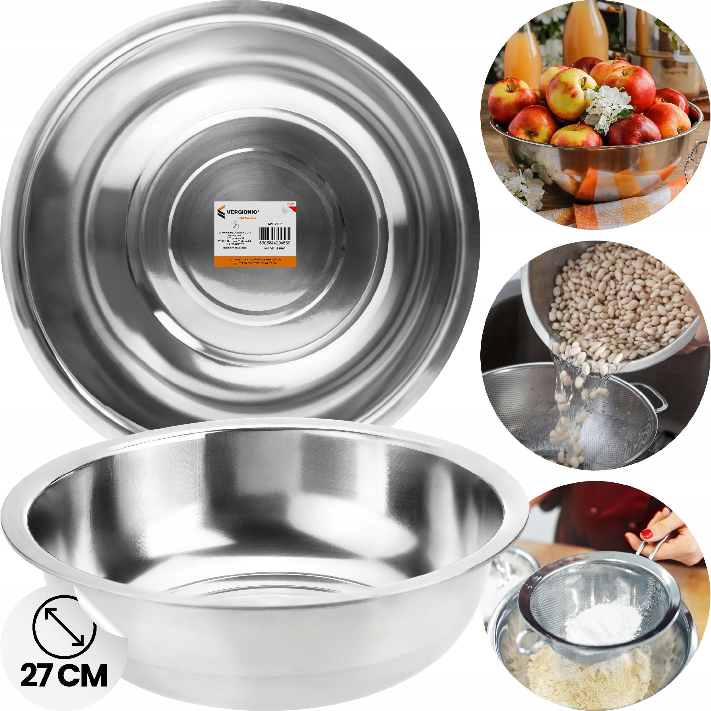 Miska stalowa nierdzewna Ø27 cm 3L VERGIONIC - kuchenna, okrągła