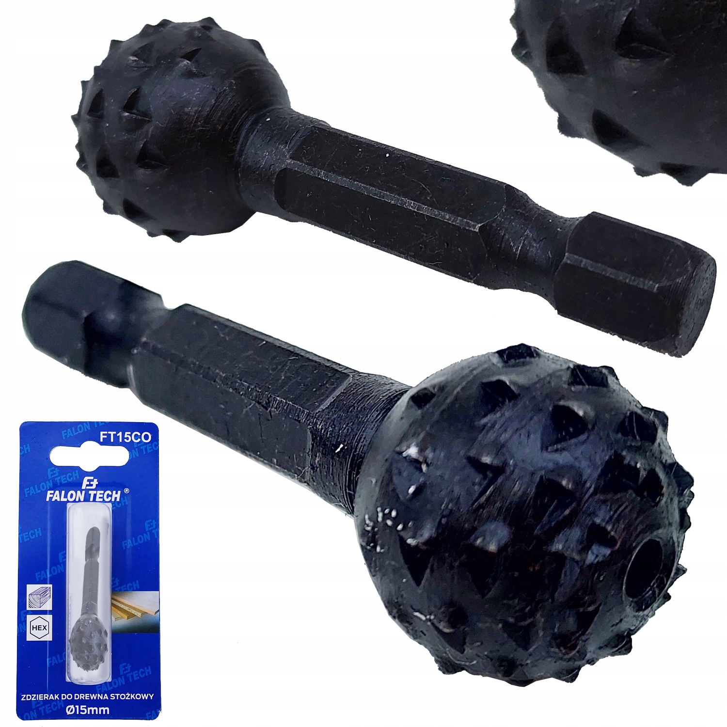 Zdzierak kulisty frez tarnik do drewna 15 mm HEX Falon-Tech