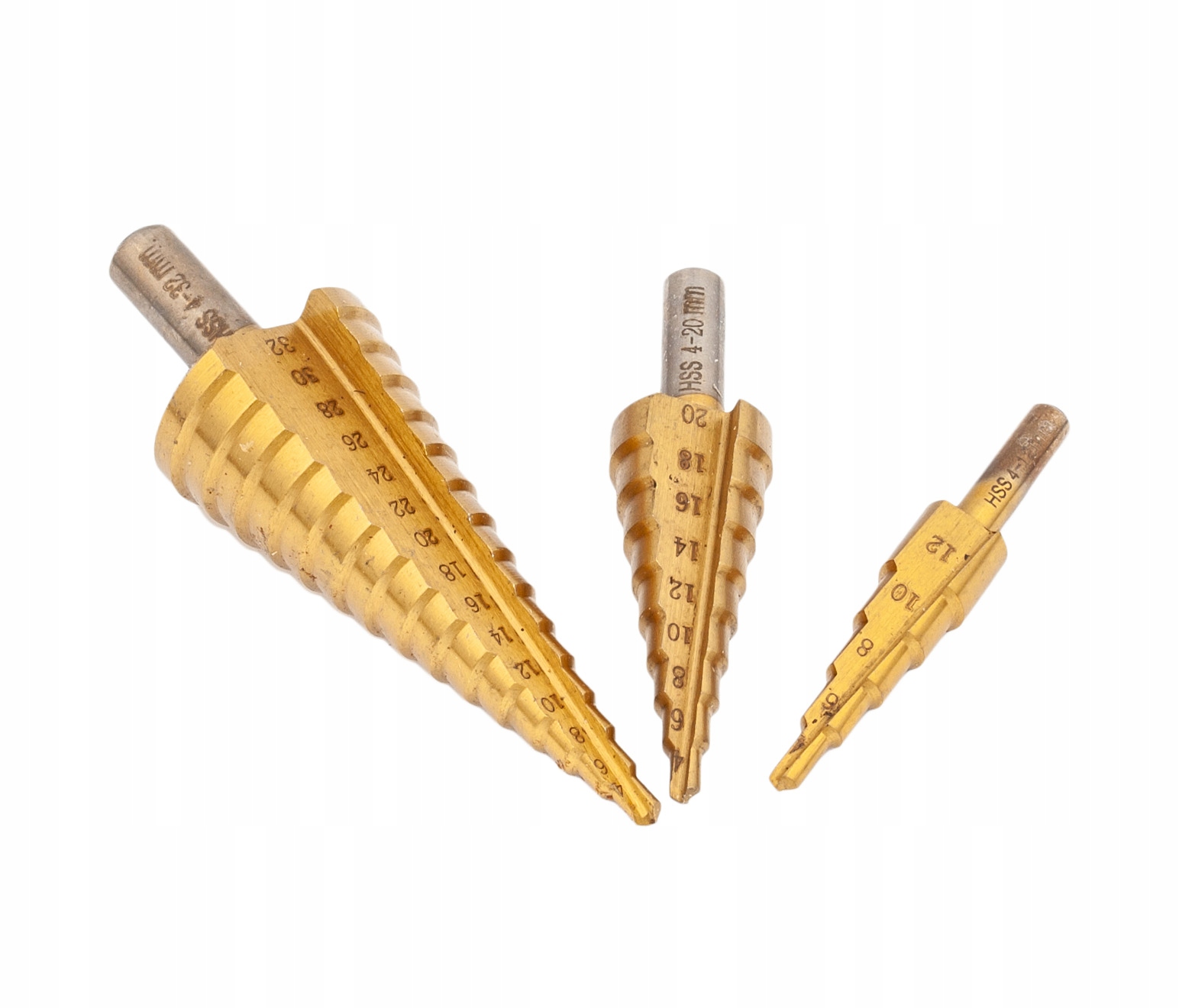 ZESTAW 3 ELEMENTOWY WIERTŁA STOŻKOWE STOPNIOWE DO METALU HSS WALIZKA S0322