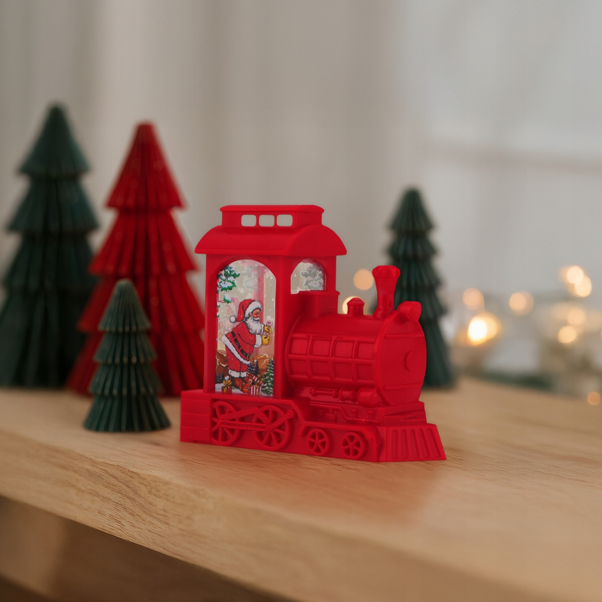 Lampka LED lokomotywa świąteczna czerwona ozdoba bożonarodzeniowa VERGIONIC