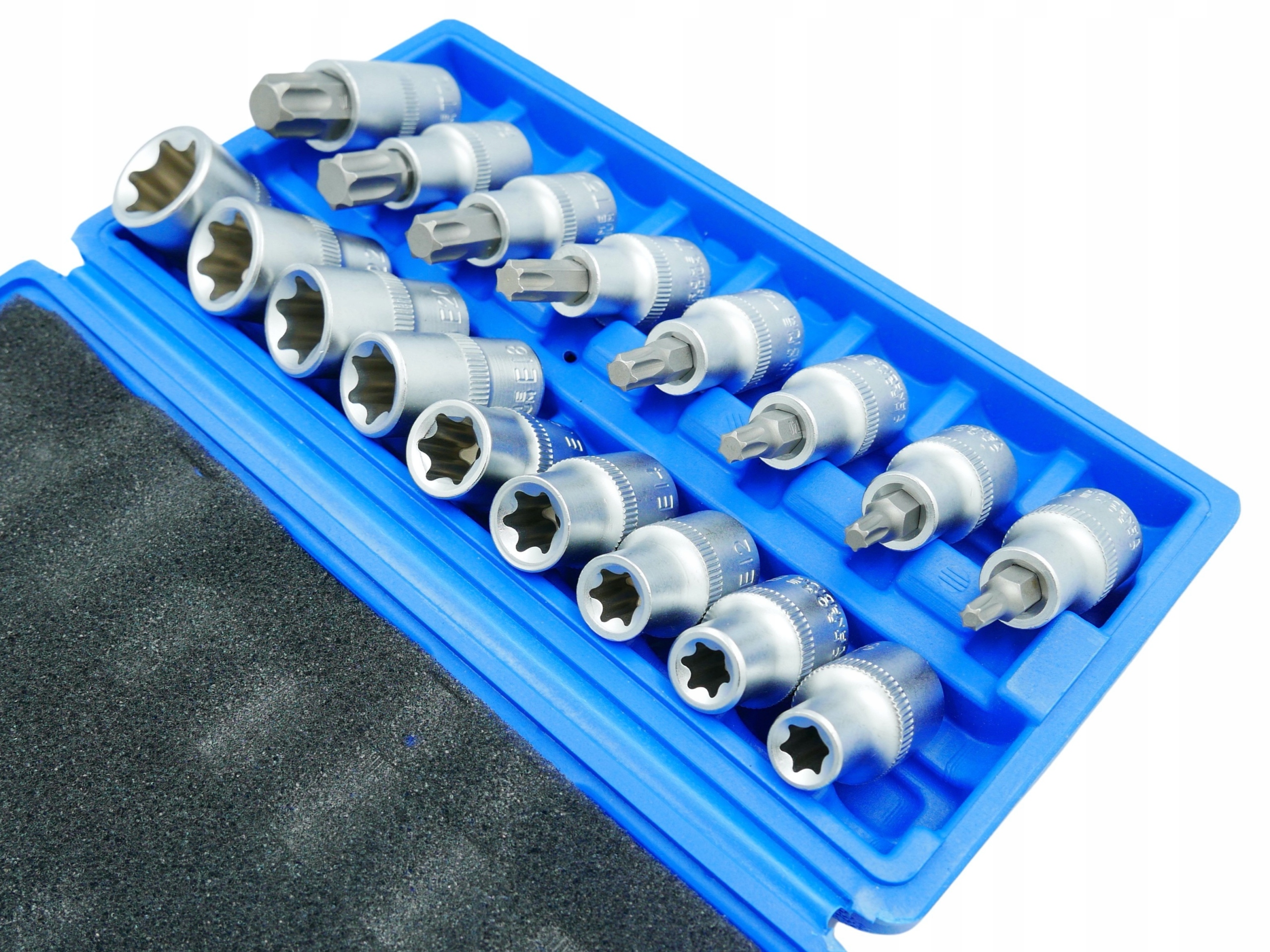 ZESTAW KLUCZY E TORX Z NASADKĄ 1/2" 19el.