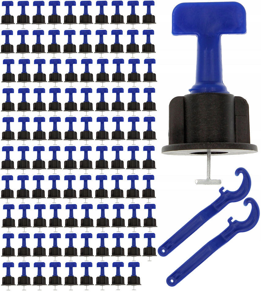 System poziomowania płytek 100x klips + 2 klucze FALON-TECH, wielorazowy