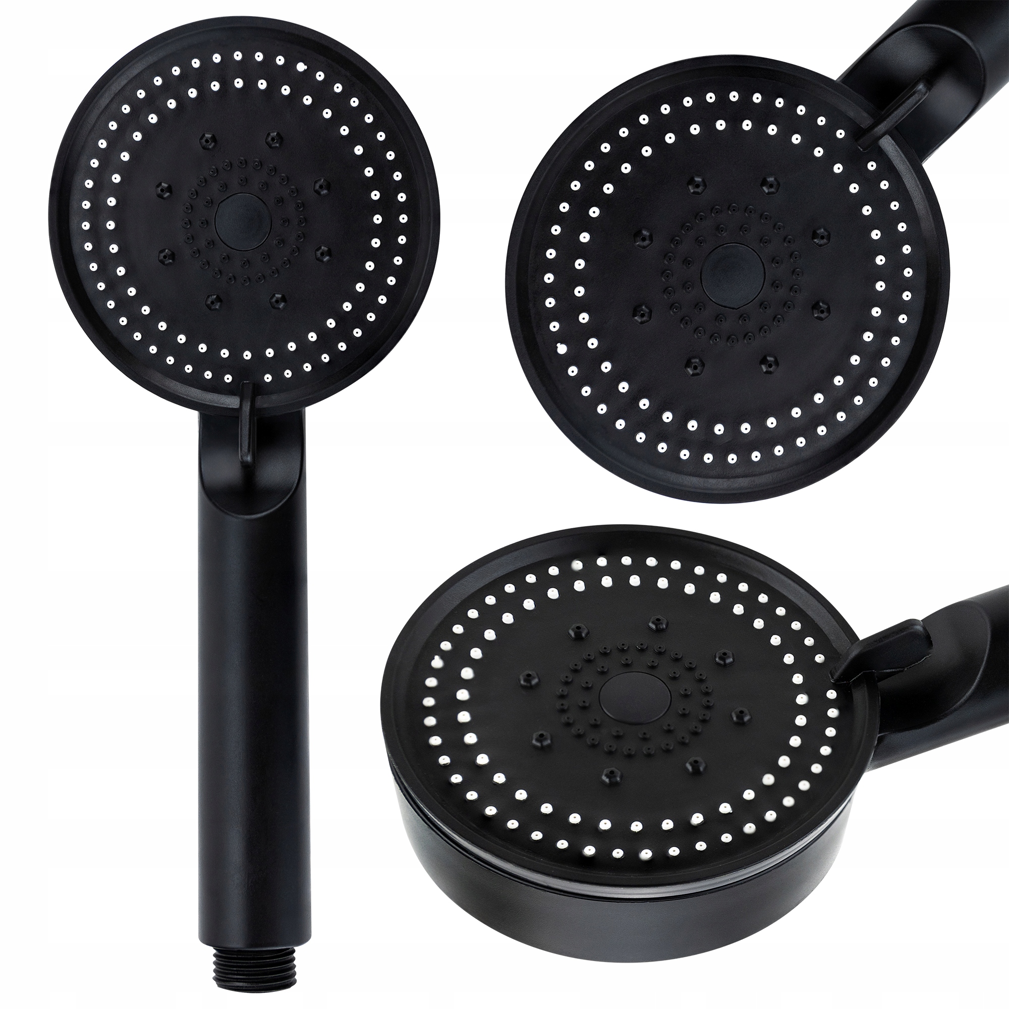 Słuchawka Prysznicowa Natryskowa Do Prysznica Wanny 5 Trybów Okrągła Czarna