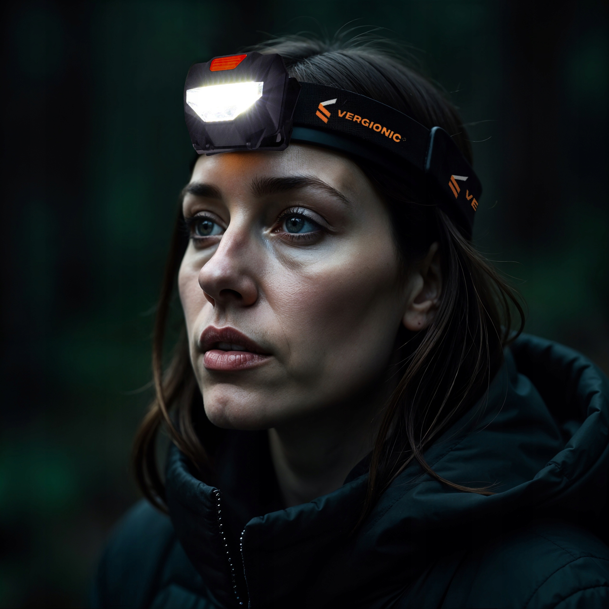 Latarka czołowa LED VERGIONIC 3W – na baterie. regulowana opaska