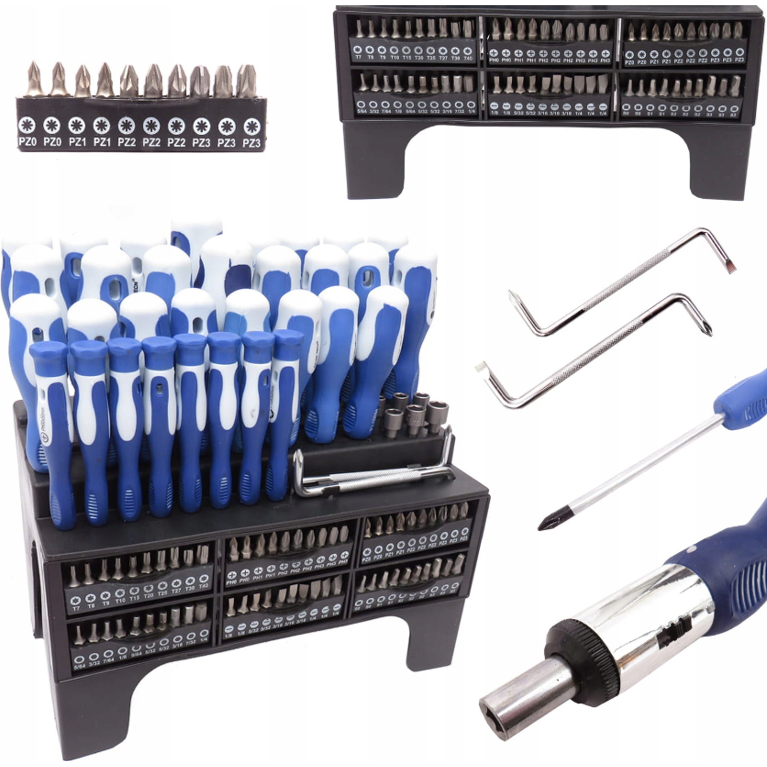 ZESTAW ŚRUBOKRĘTÓW WKRĘTAKÓW BITÓW STOJAK 100 ELEMENTÓW