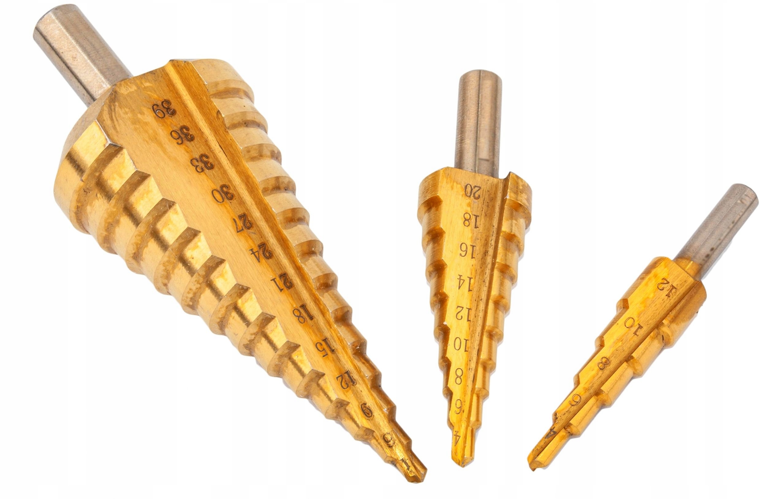 Zestaw wierteł stożkowych stopniowych HSS tytan 4-39 mm 3 szt. Falon-Tech