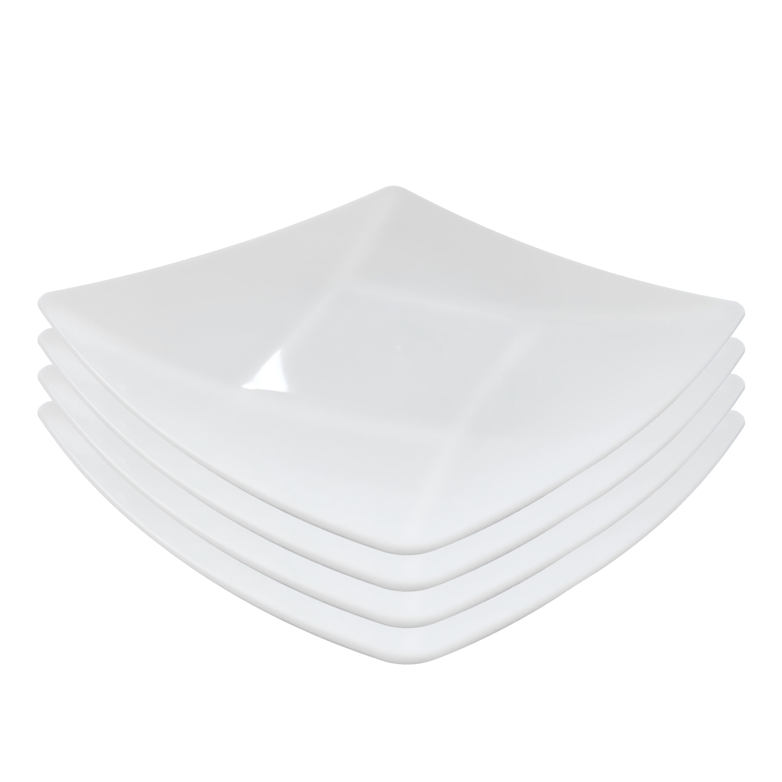 4x Talerz kwadratowy 20.5 cm plastikowy masywny gruby wielokrotnego użycia
