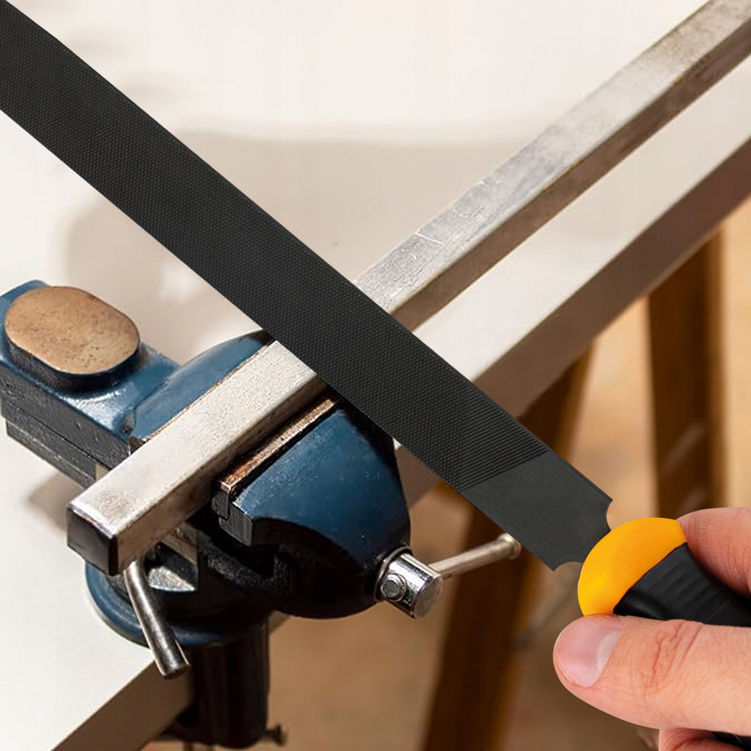 Pilnik do metalu półokrągły 8″ z rączką stalowy do szlifowania VERGIONIC