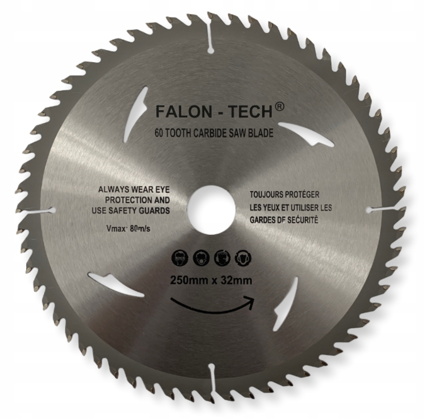 Tarcza widiowa Falon-Tech 250x32 mm 60T do drewna i płyt