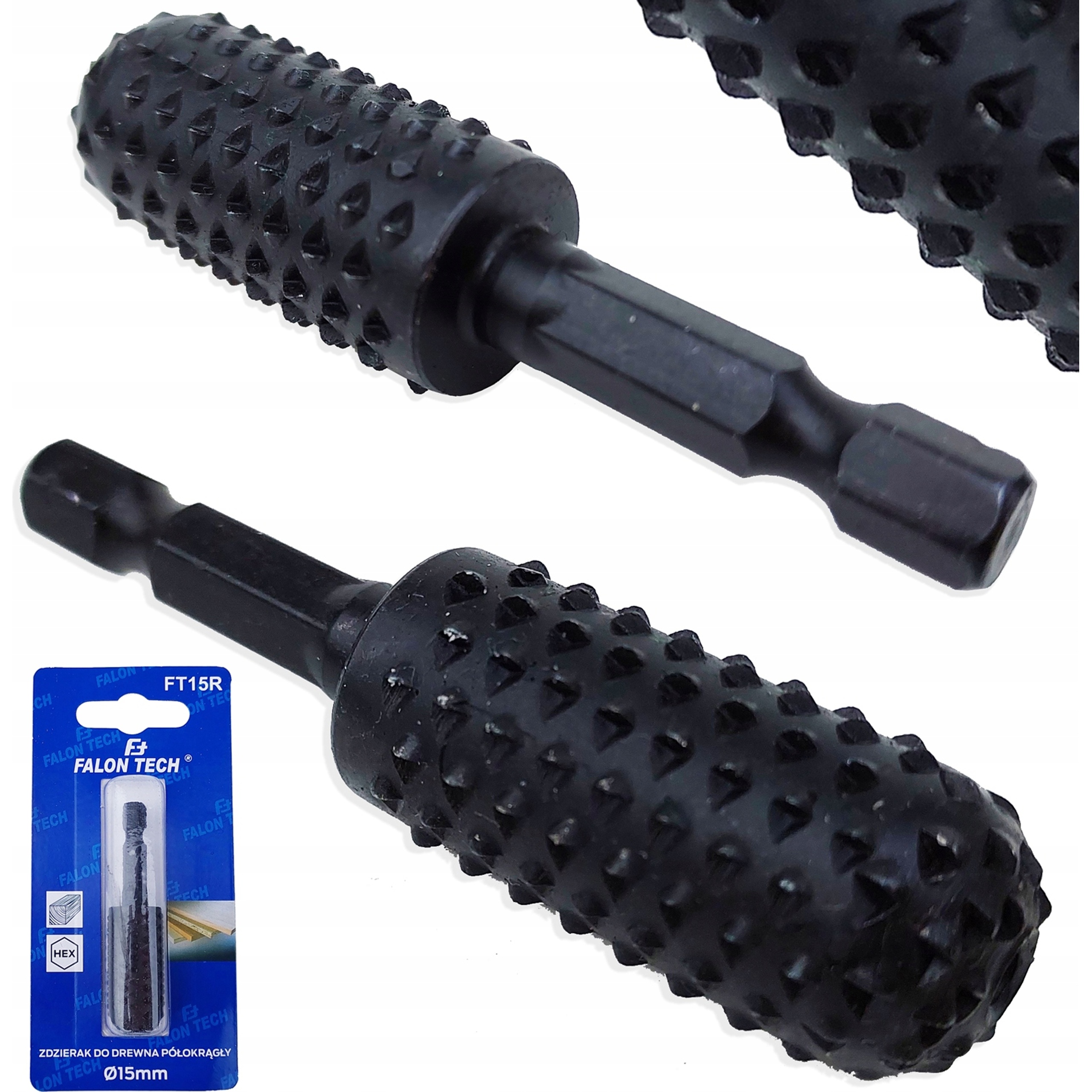 Frez tarnik zdzierak półokrągły do drewna 15 mm HEX Falon-Tech