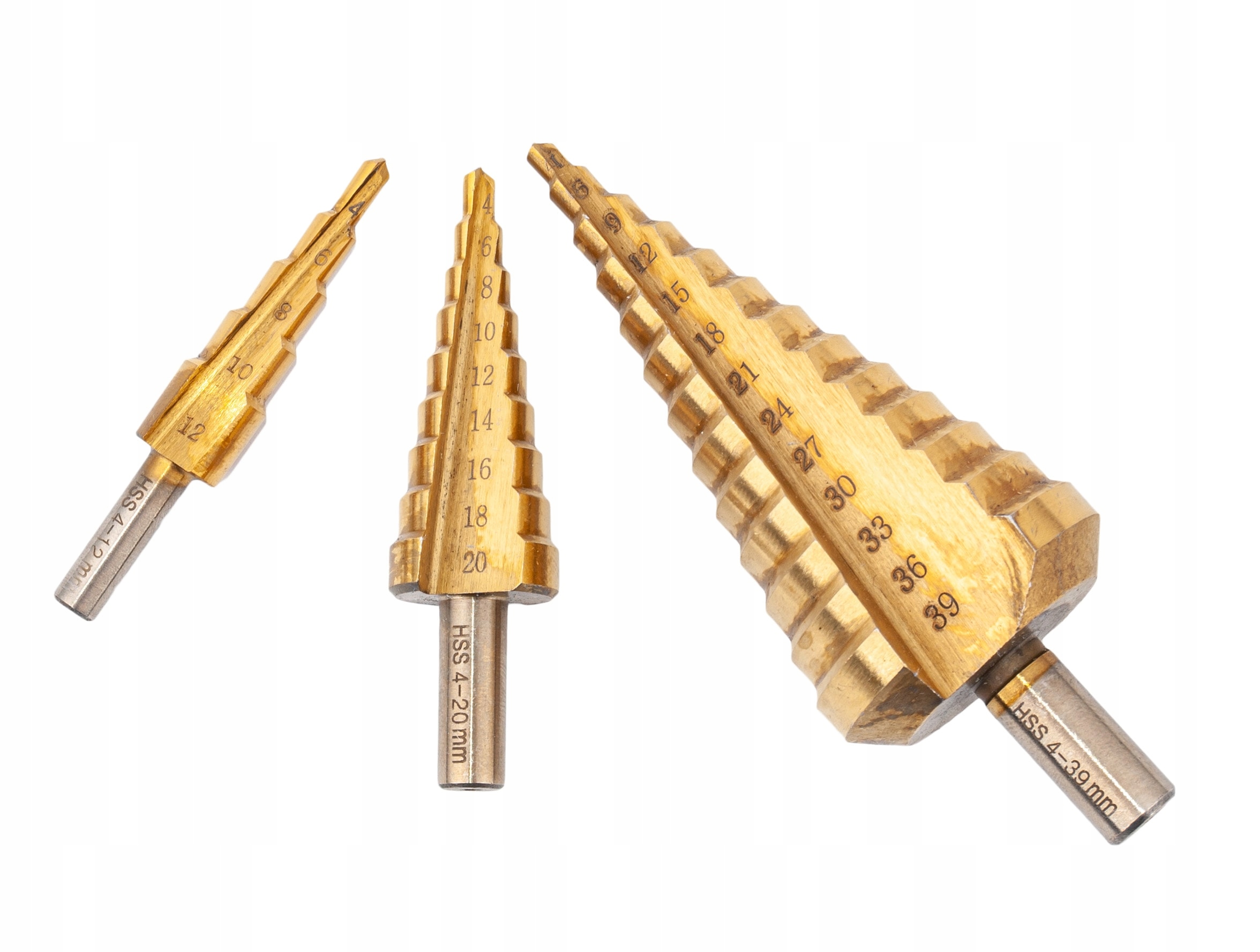 Zestaw wierteł stożkowych stopniowych HSS tytan 4-39 mm 3 szt. Falon-Tech