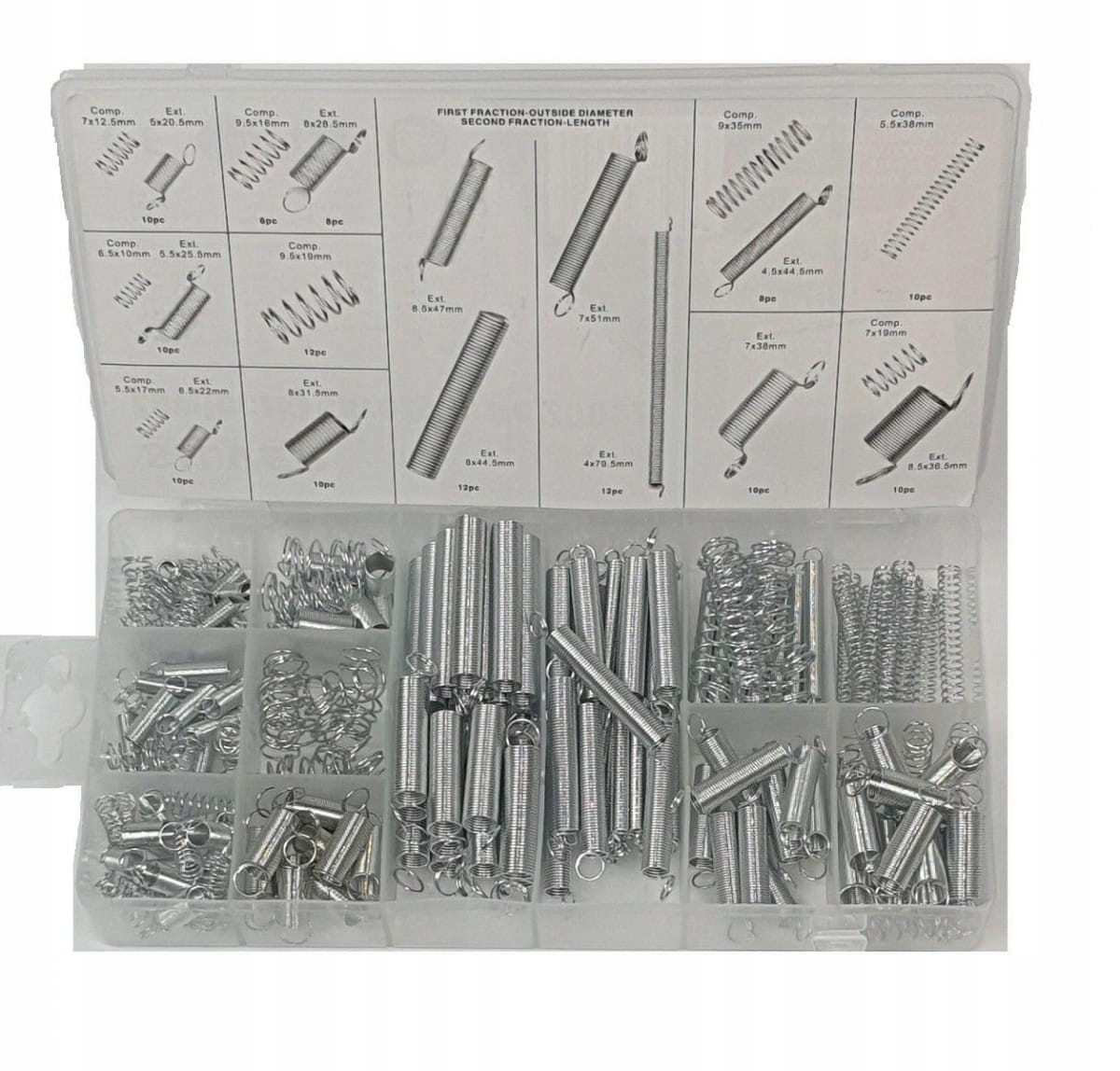 Sprężynki różne rozmiary zestaw 200 szt. mix sprężyn w pudełku