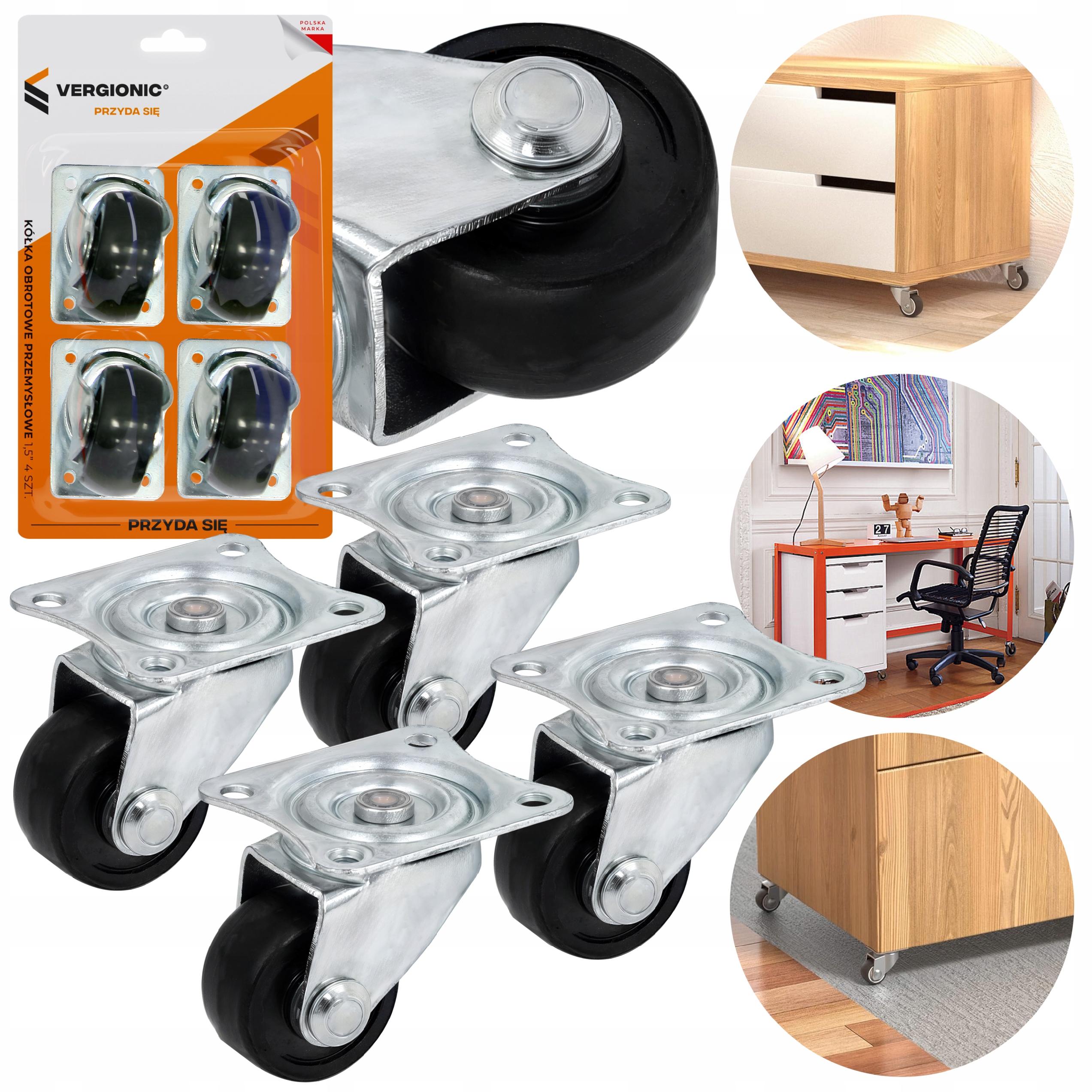 Koło obrotowe do wózka, transportowe, meblowe 1,5” 4 szt. VERGIONIC