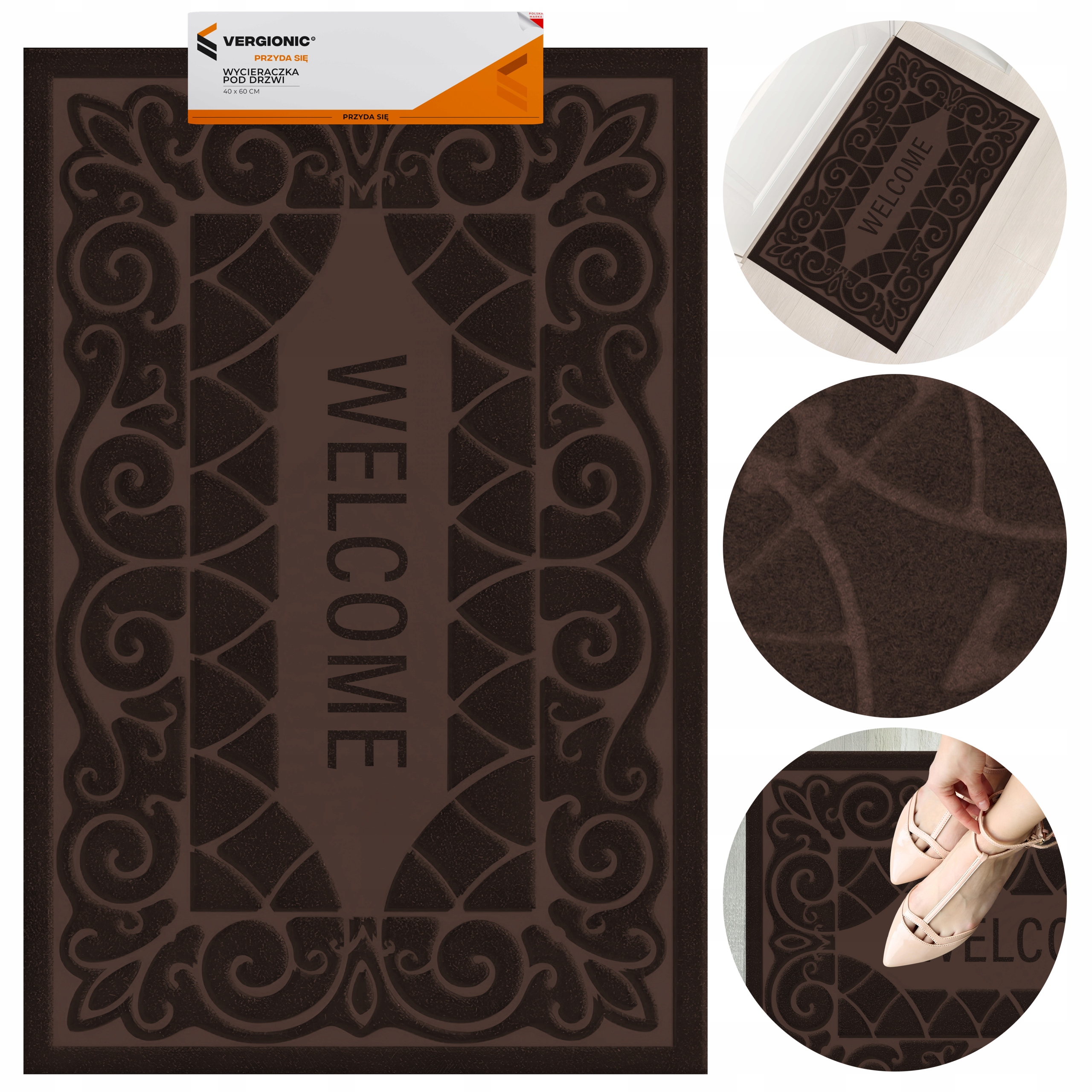 Wycieraczka pod drzwi do butów, wejściowa 40 x 60 cm VERGIONIC