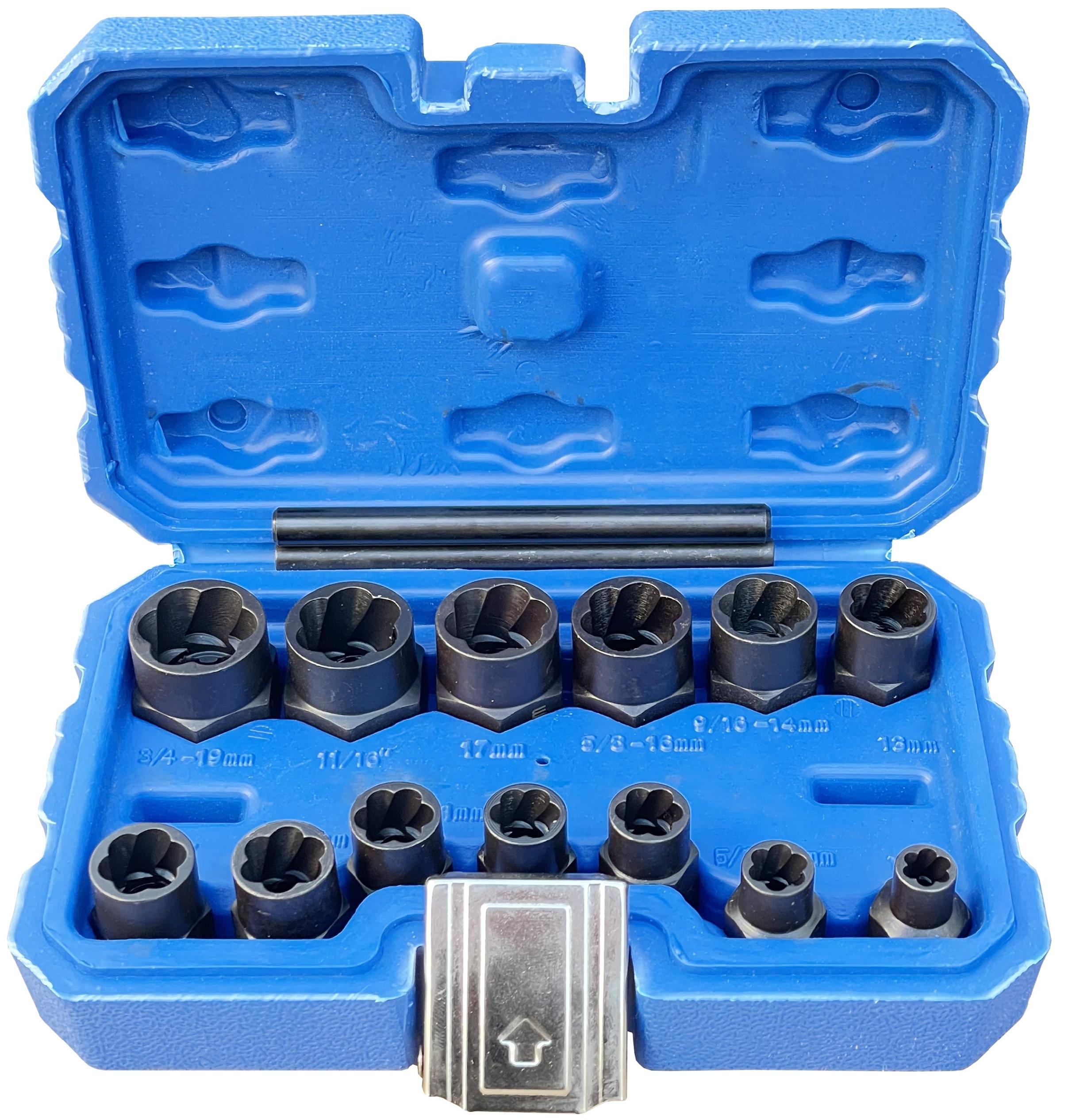 Nasadki do uszkodzonych śrub i nakrętek długie 15 el. zestaw SilverTools