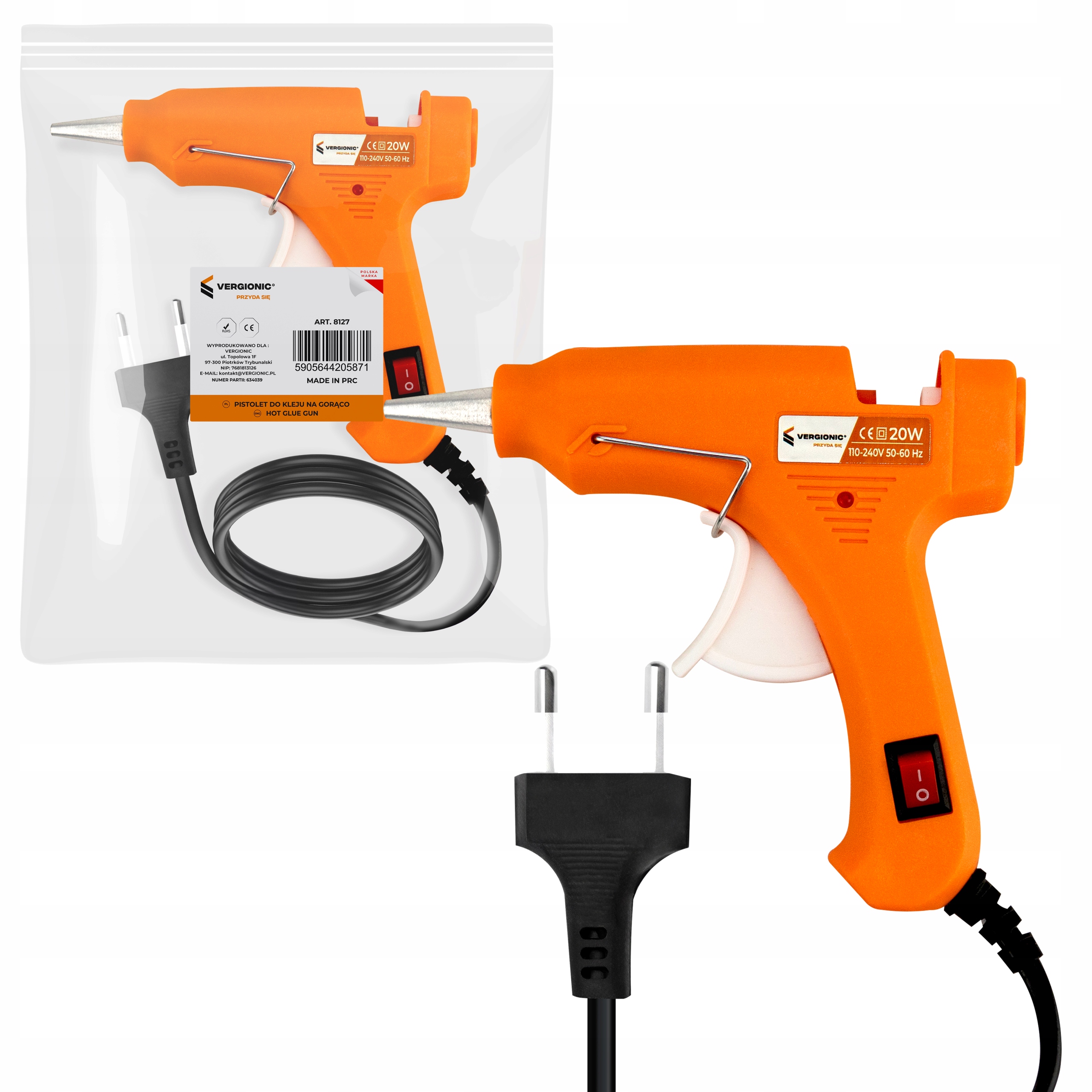 Pistolet do kleju na gorąco do klejenia, na klej, wyciskacz, klejarka 20W