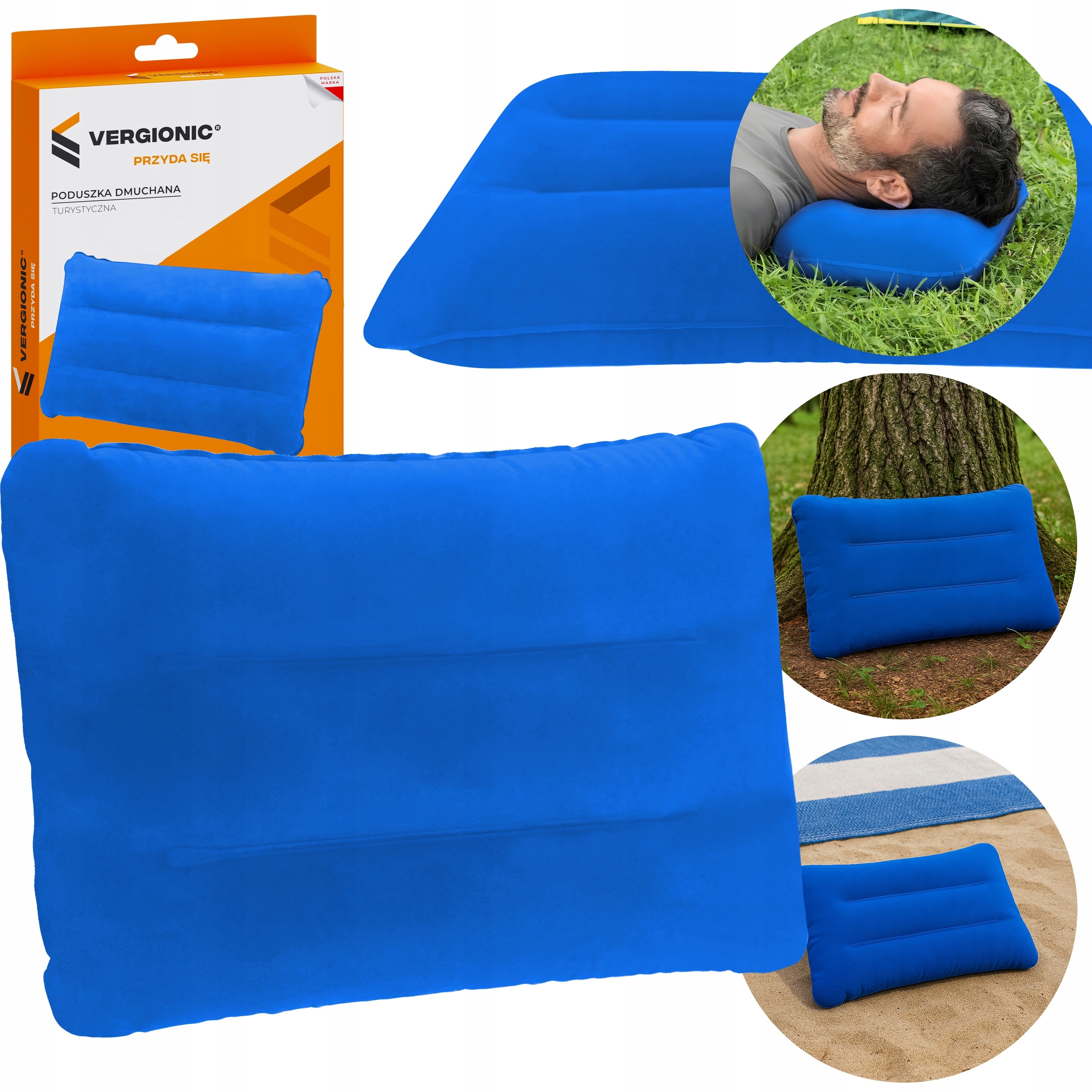 Poduszka dmuchana podróżna VERGIONIC - zagłówek, PVC