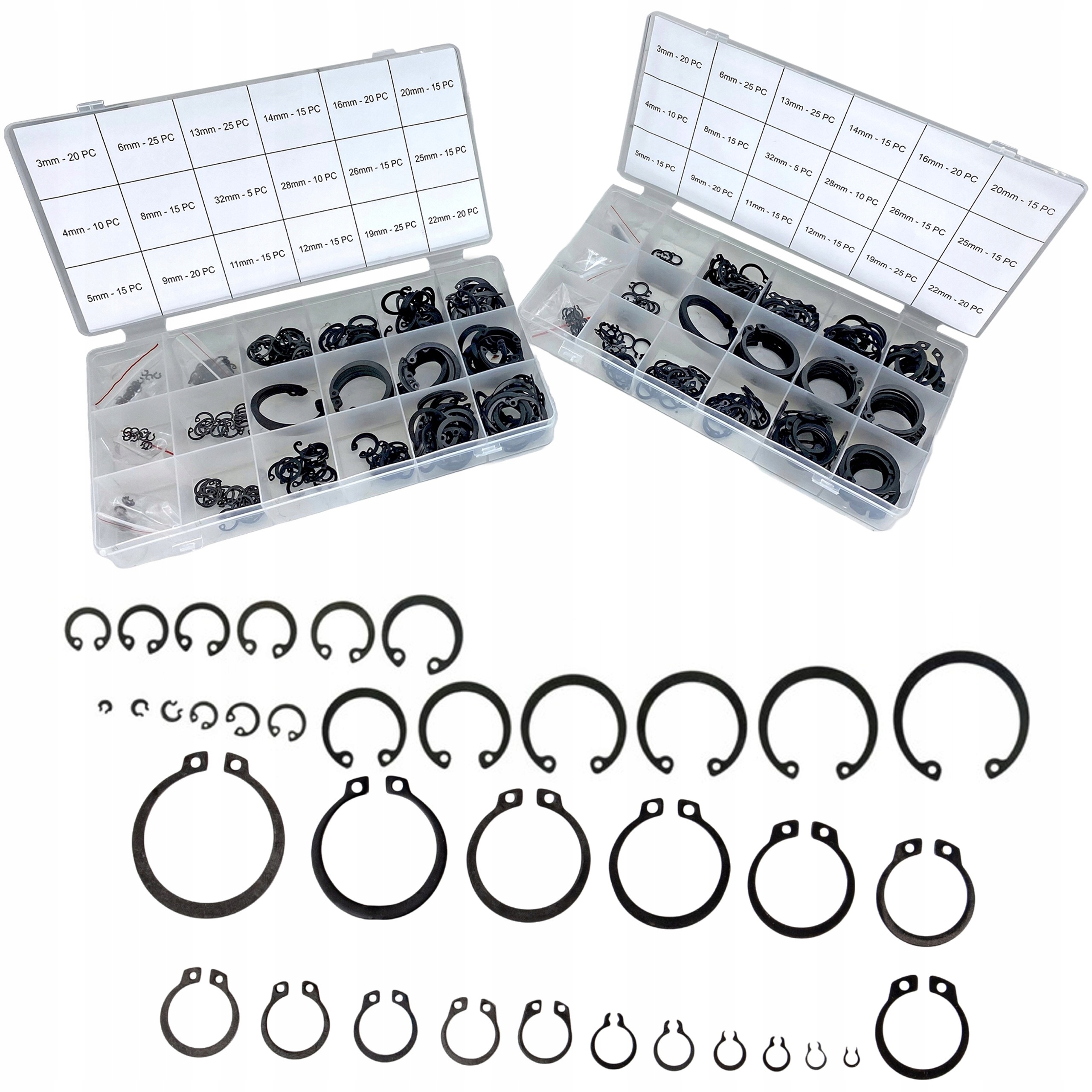 Zestaw pierścieni Segera osadczych wewnętrznych i zewnętrznych 600 el.