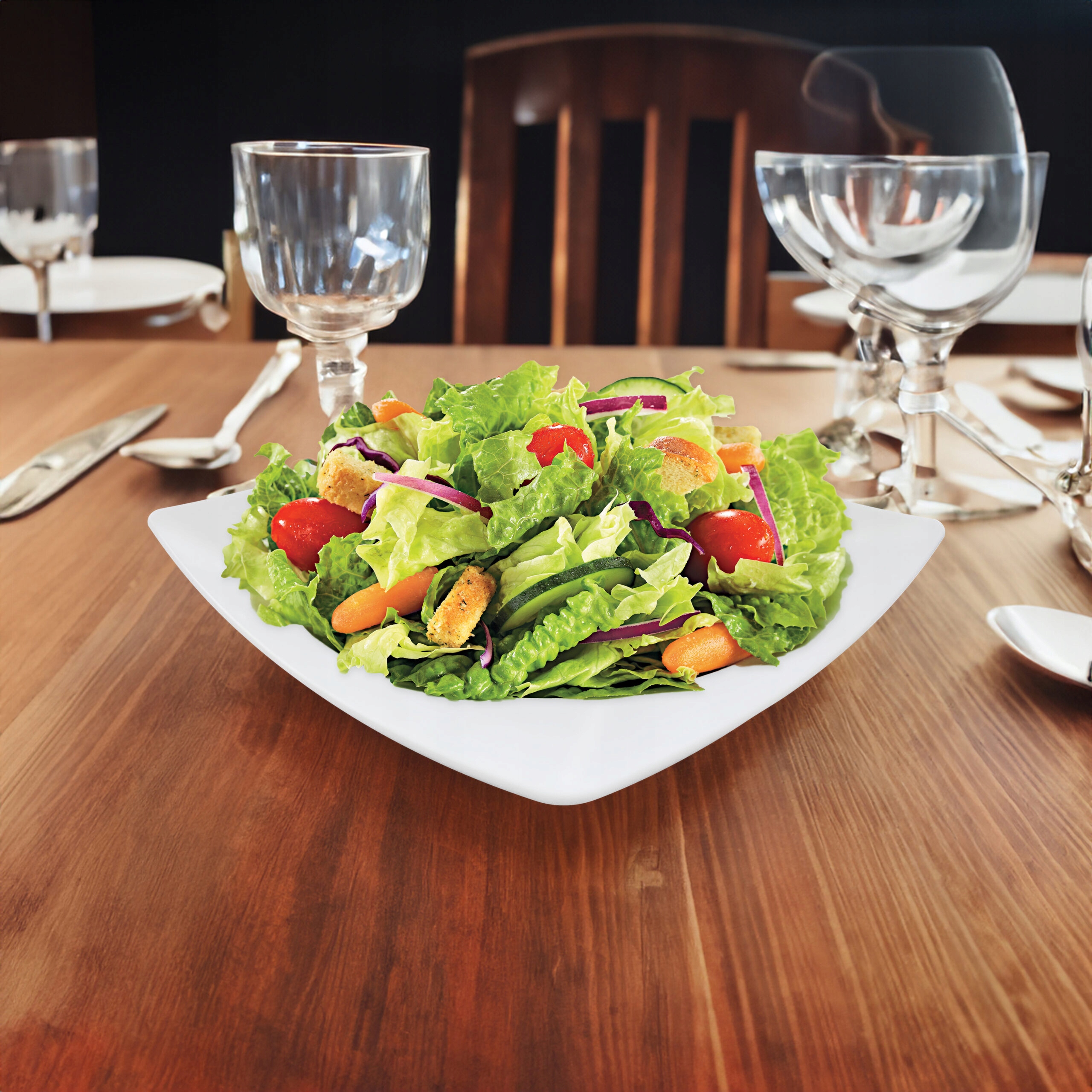 4x Talerz kwadratowy 20.5 cm plastikowy masywny gruby wielokrotnego użycia