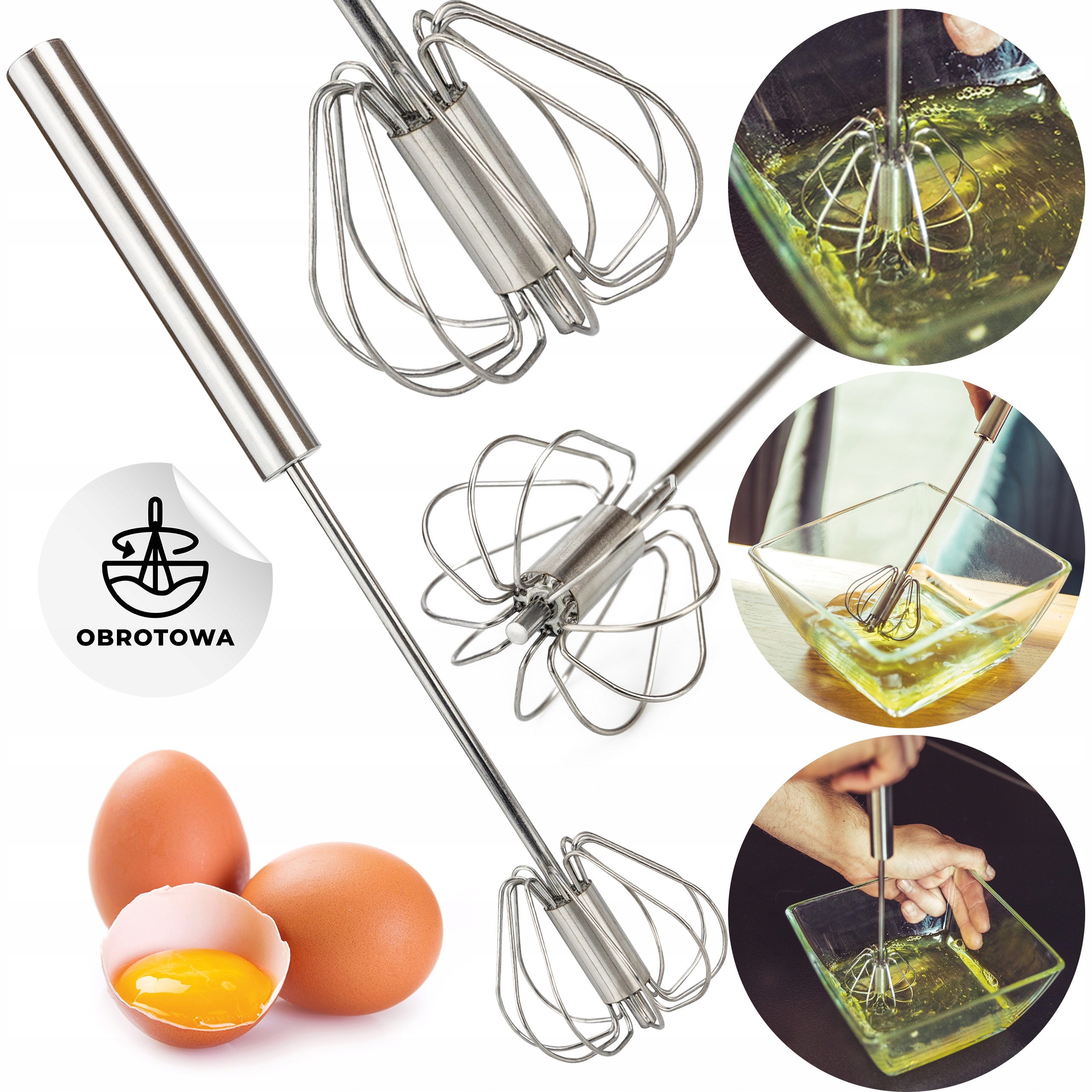 Obrotowa trzepaczka do jajek i śmietany stal nierdzewna VERGIONIC