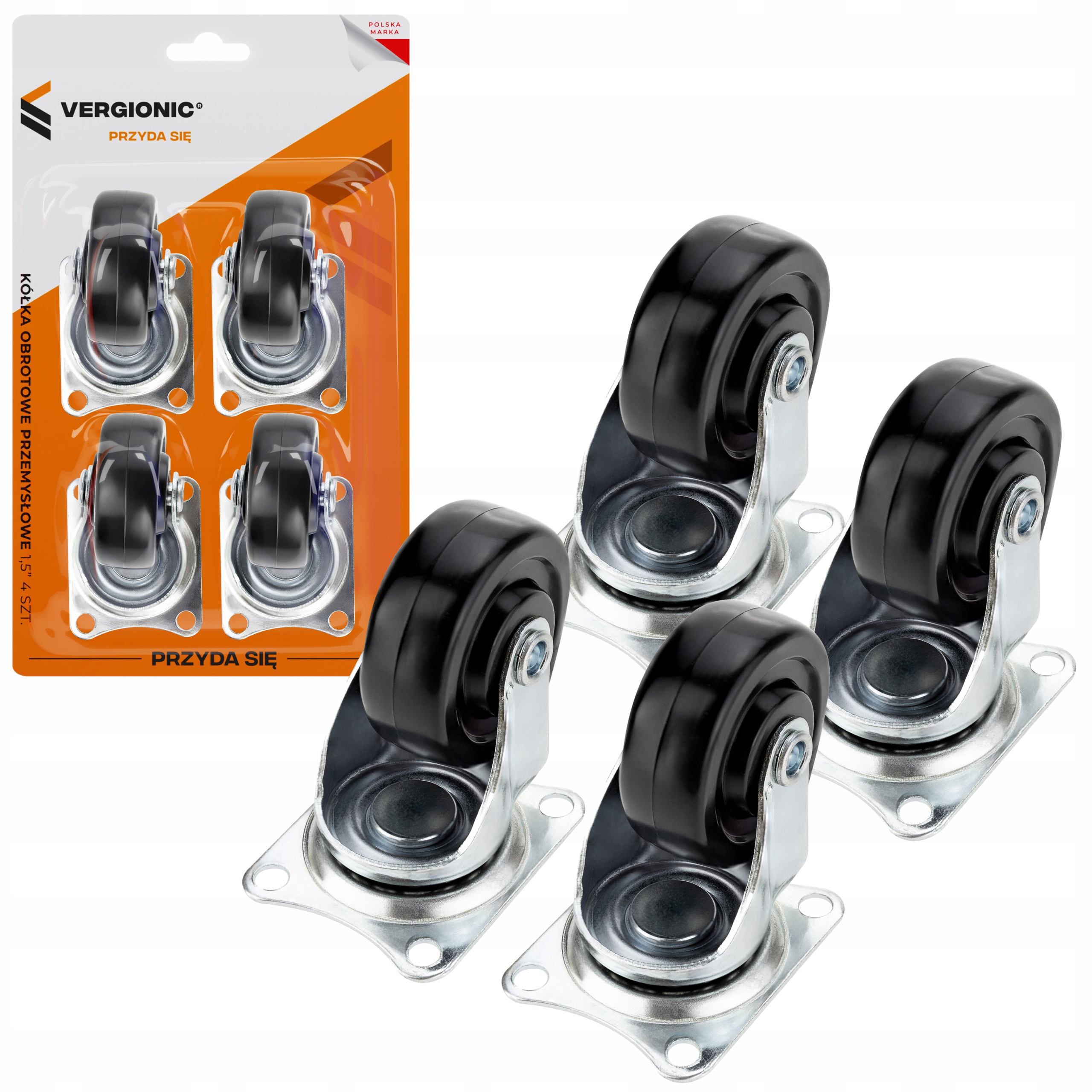 Koło obrotowe do wózka, transportowe, meblowe 1,5” 4 szt. VERGIONIC