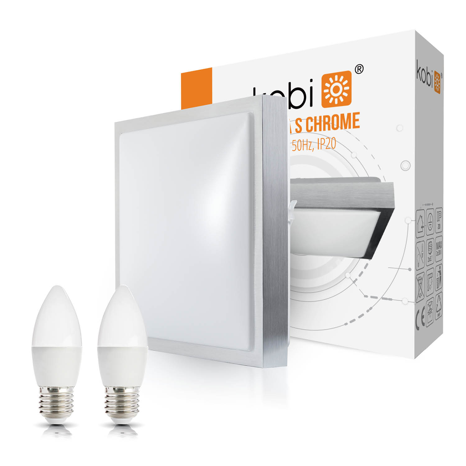 Zestaw oprawa IMPERA S chrom+2x żarówka ledowa LED 7W E27 3000K