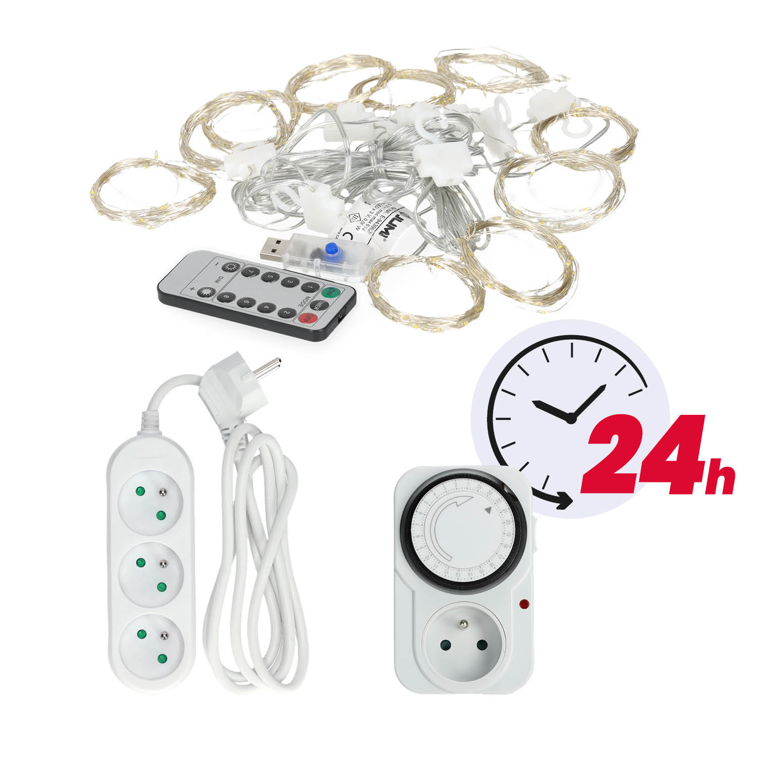 Kurtyna 300 LED 3x3m 8 funkcji z pilotem + programator + przedłużacz