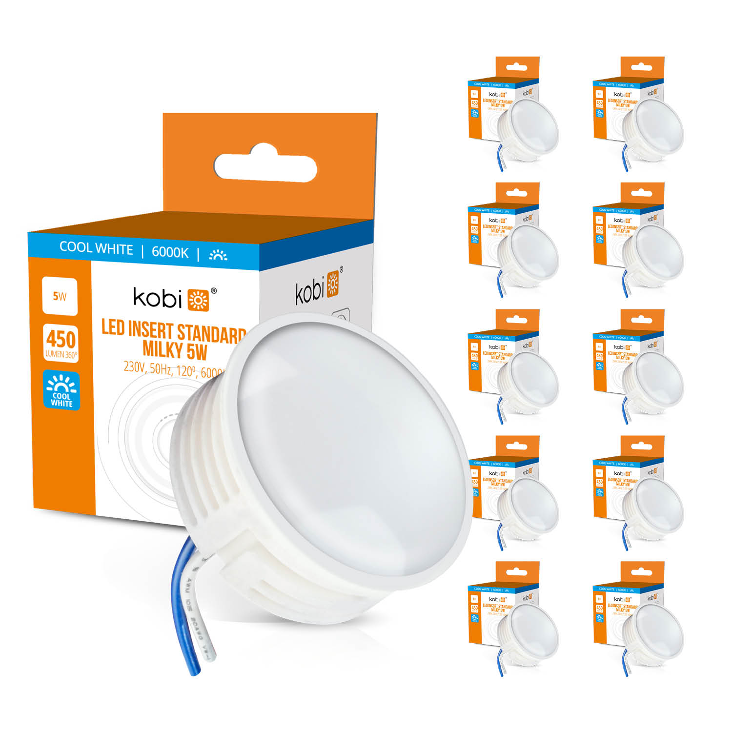 Zestaw 10x moduł LED INSERT 5W 6000K MILKY