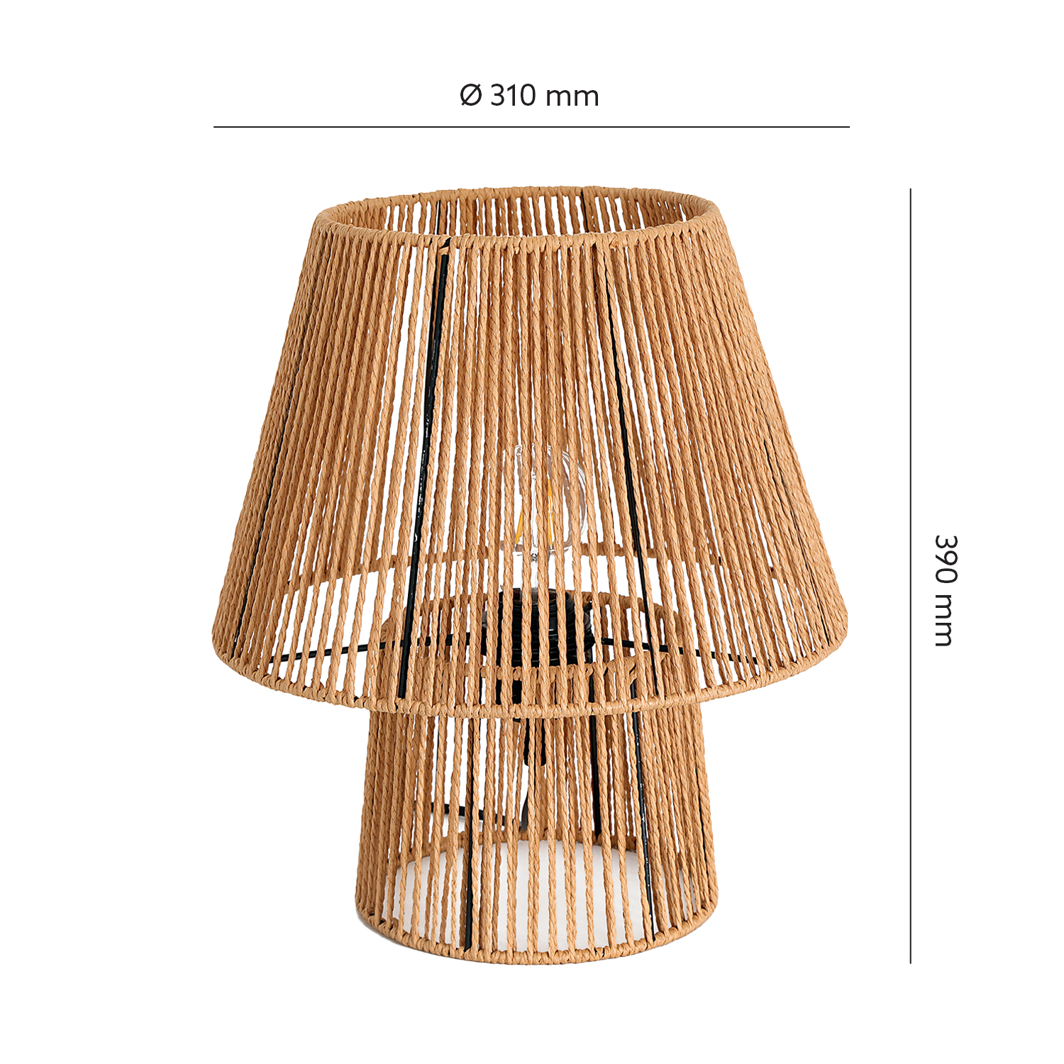 Zestaw Lampa Boho Stołowa Sznur i Metal Nocna + Żarówka 7W E27 Barwa Ciepła