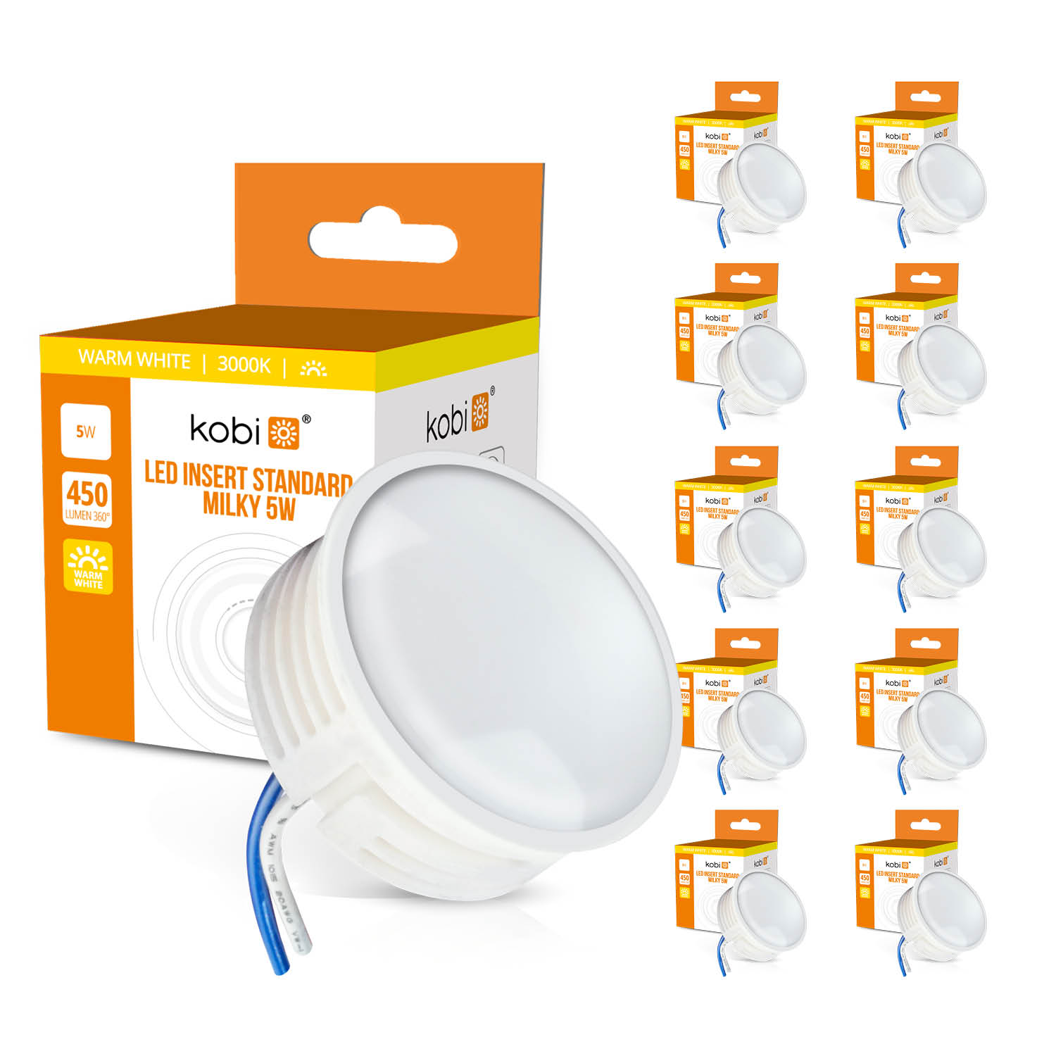 Zestaw 10x moduł LED INSERT 5W 3000K MILKY
