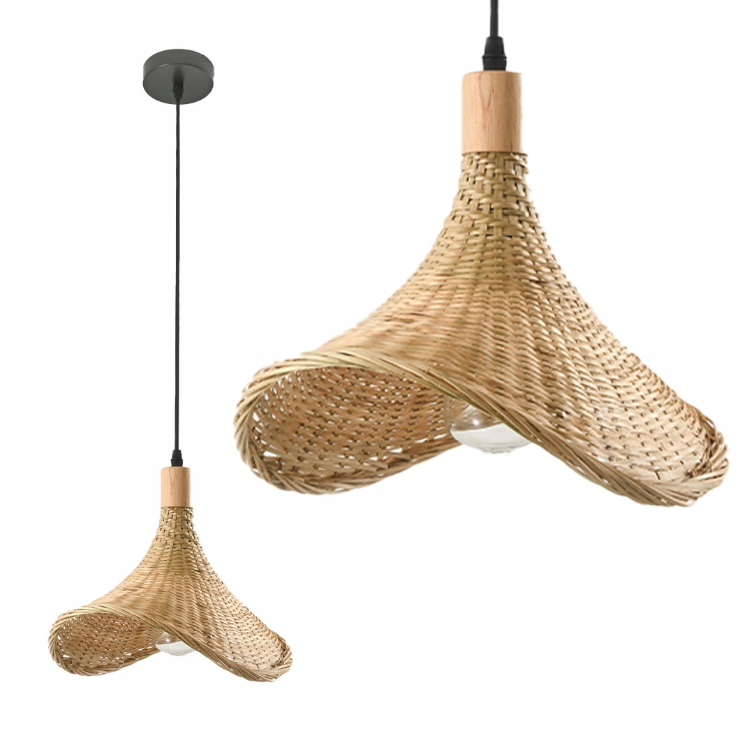 Lampa BOHO wisząca bambusowa - widok z przodu