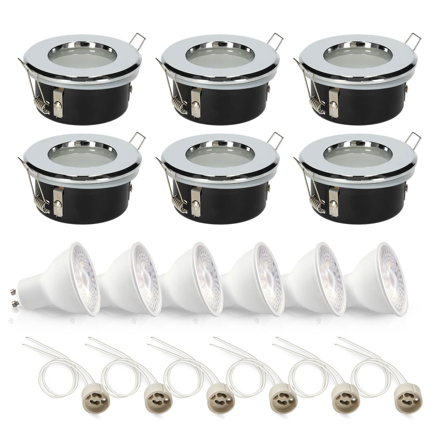 6x oprawa halogenowa LUMO11 chrom +LED GU10 5W neutralna biała PREMIUM