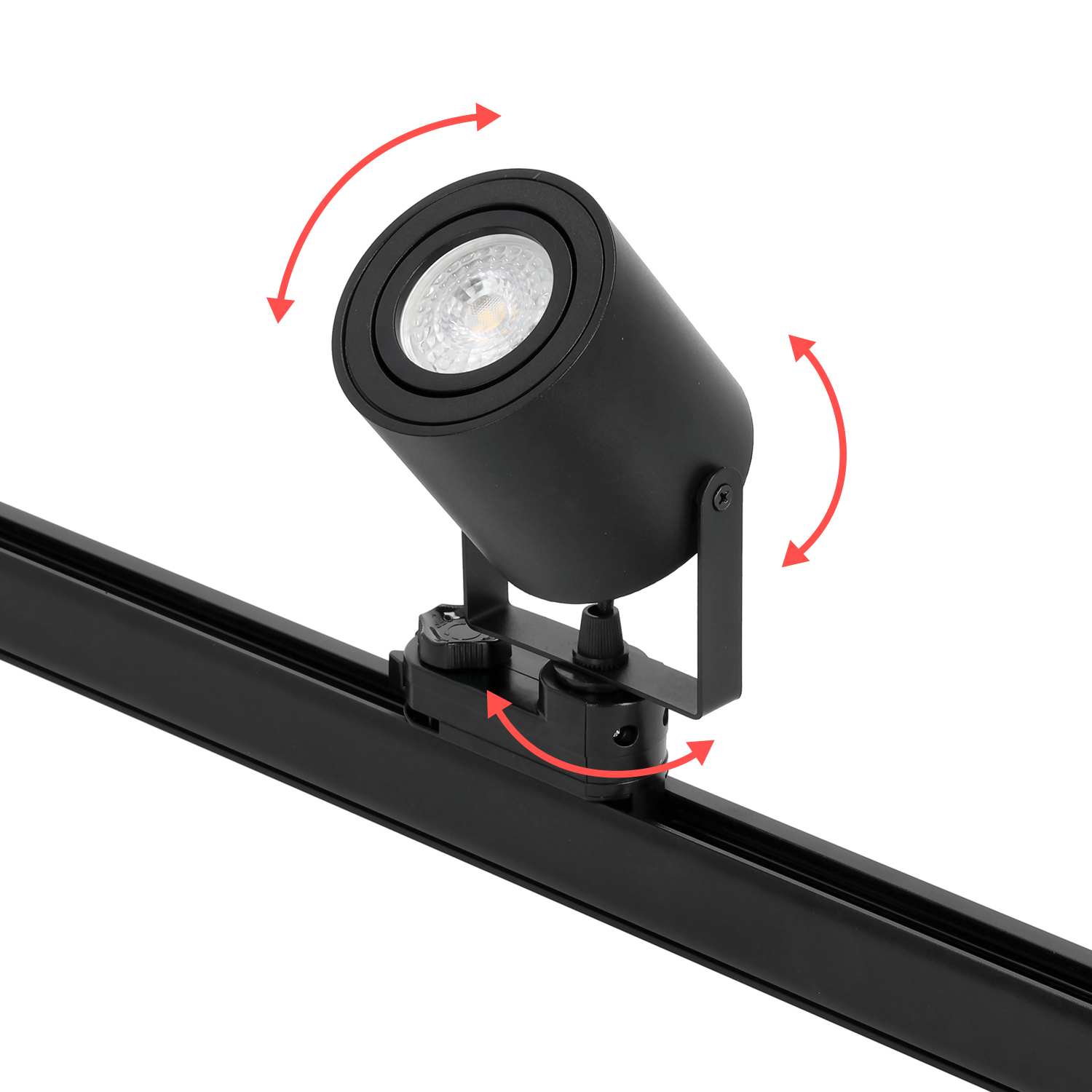 Zestaw Szynowy Czarny 3 fazowy 4x Reflektor na GU10 + Szyna 1m Komplet