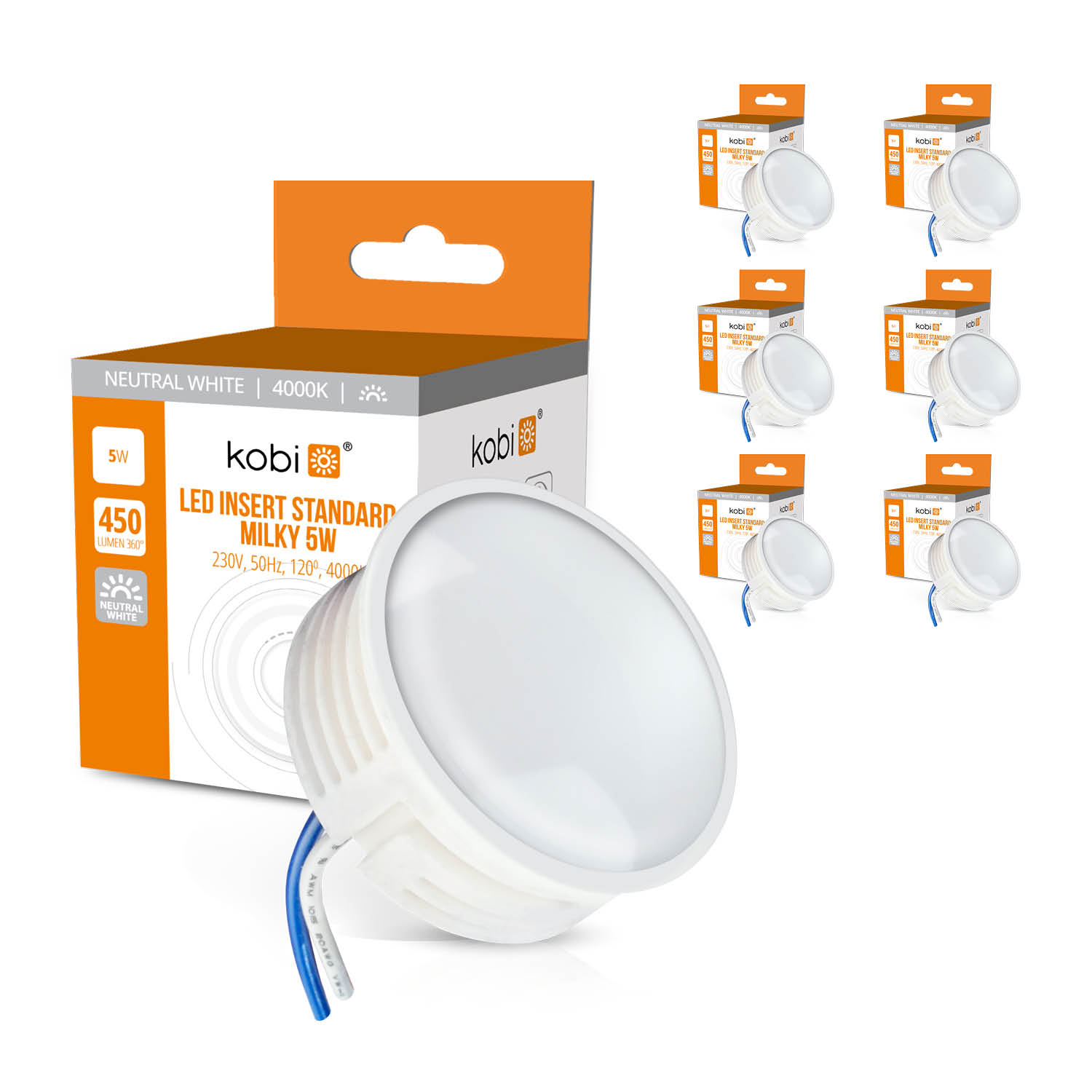 Zestaw 6x moduł LED INSERT 5W 4000K MILKY