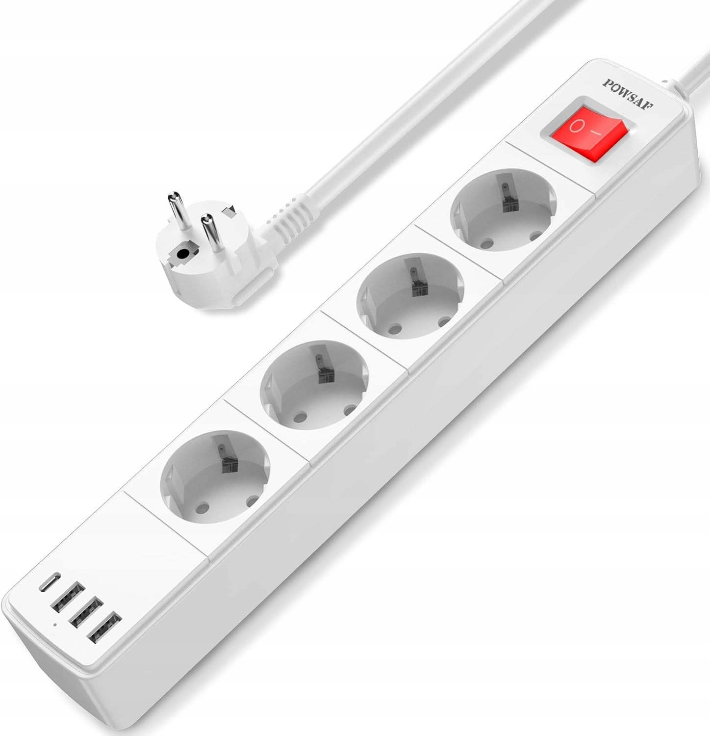 POWSAF Listwa z 4 gniazdami wtykowymi z 4 portami USB