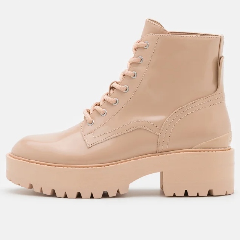 Guess Botki Damskie Workery Folowe Beżowe Sznurowane Na Platformie 38