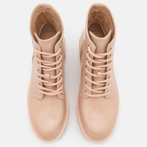 Guess Botki Damskie Workery Folowe Beżowe Sznurowane Na Platformie 38