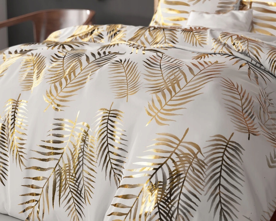 240x220 LEAVES kpl pościeli mikrofibra z foliowym nadrukiem biały