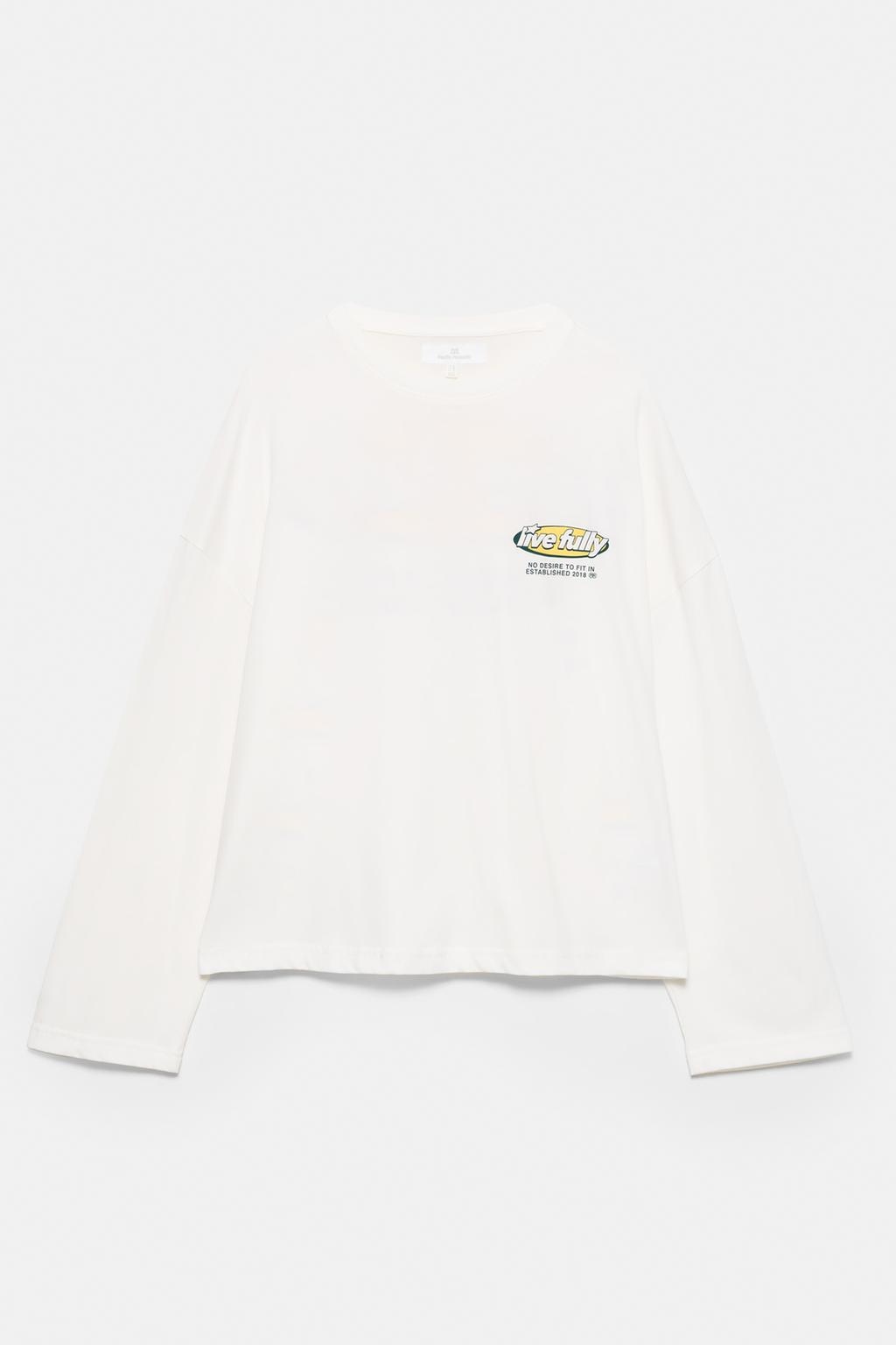 Biała koszulka z grafiką i tekstem Pull&Bear M