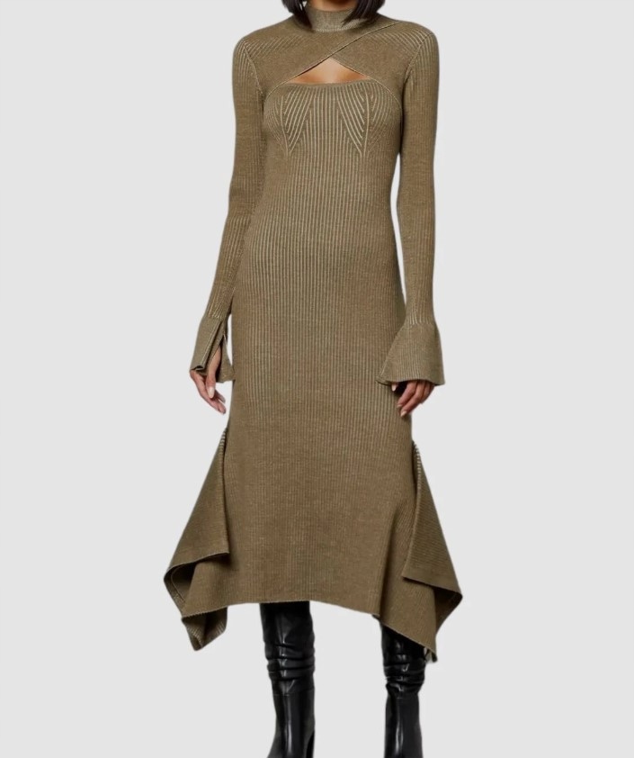 3.1 Phillip Lim Sukienka z dzianiny w kolorze khaki L