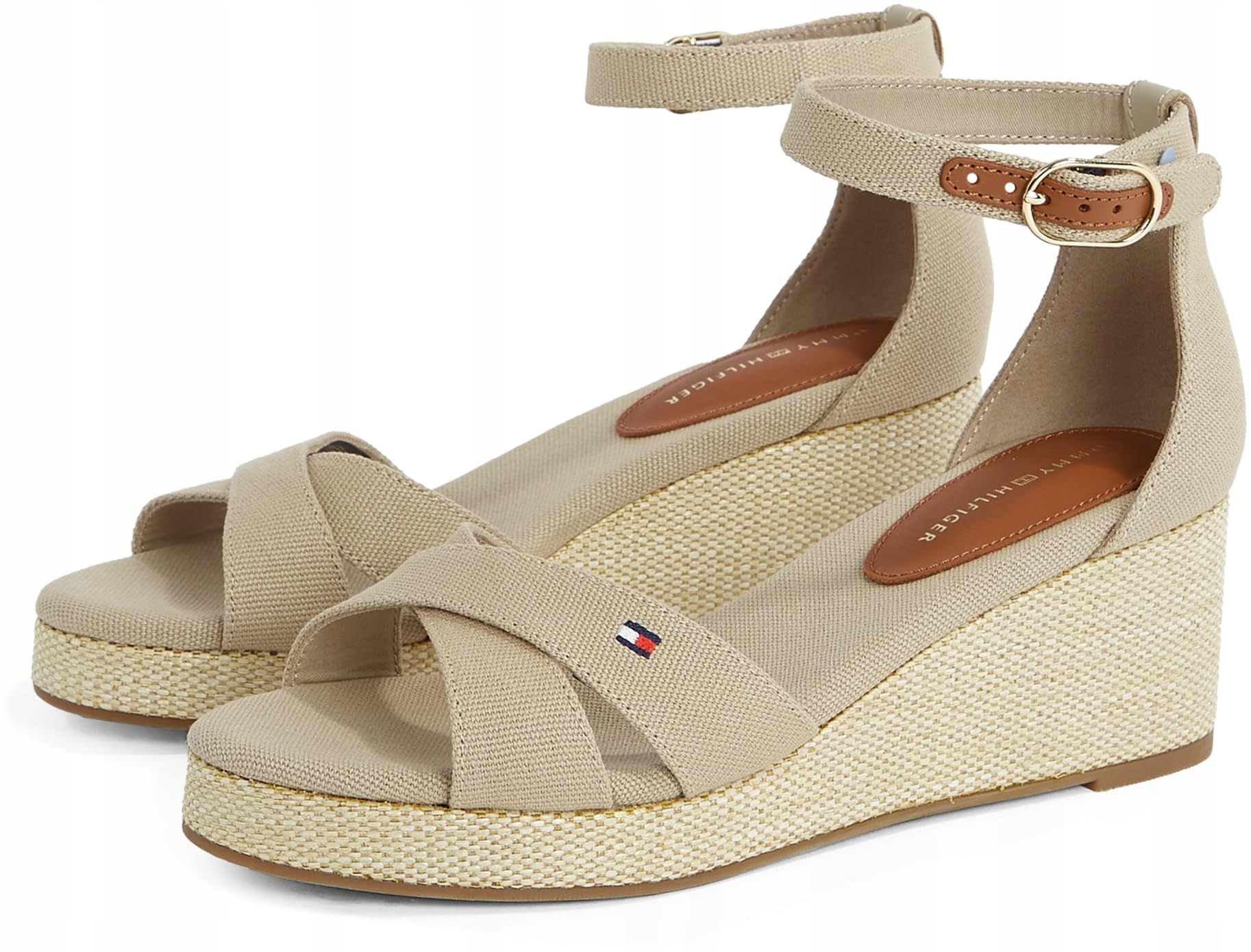 TOMMY HILFIGER ORYGINALNE SANDAŁY KOTURNY SPRZĄCZKA BEŻOWE 40