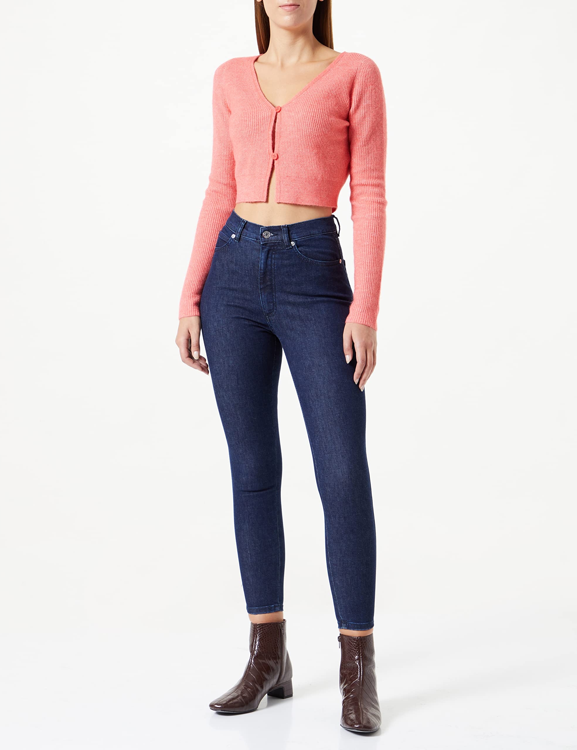 Hugo Boss sweter damski czerwony luźny do pasa rozmiar L