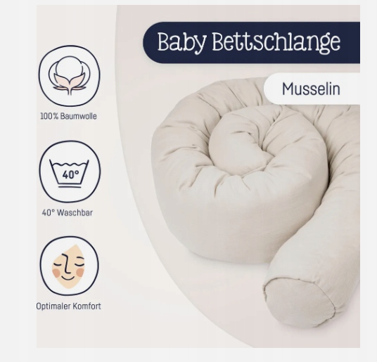 Julius Zöllner Łóżko muślinowe wąż 180 cm - piaskowe