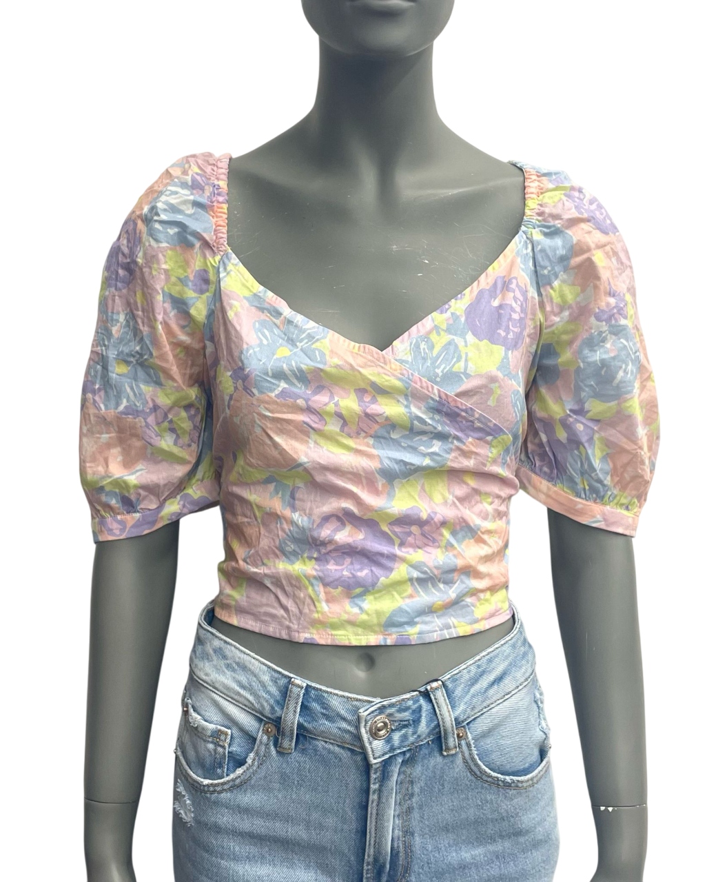 NA-KD TOP PUFF SLEEVE WRAP ROZMIAR 46