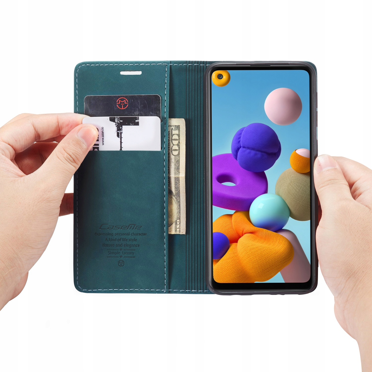 Etui z klapką Caseme do Samsung Galaxy A21s zielony