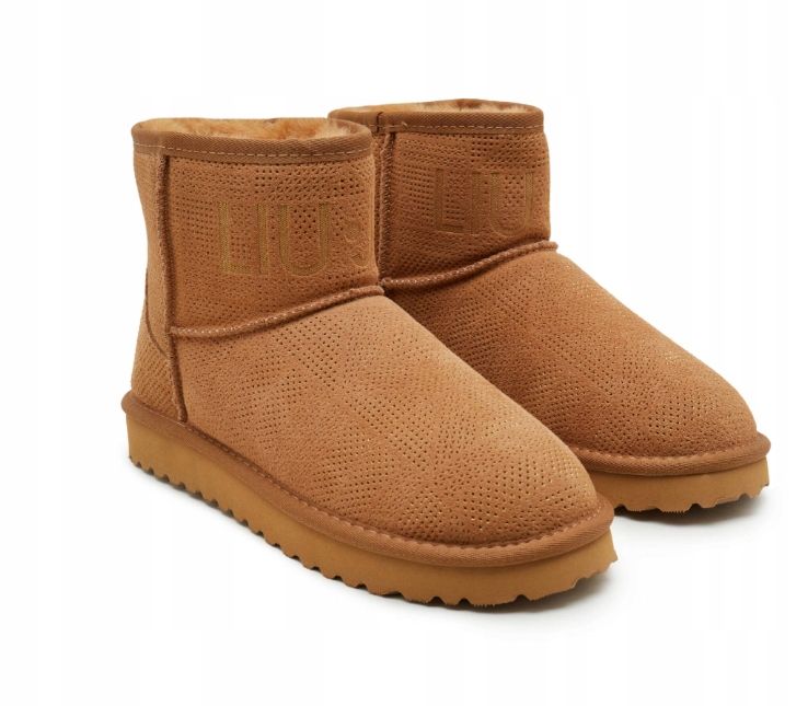 Liu Jo Skórzane śniegowce JIL 02 - ANKLE BOOT PERFORATED COW SUEDE SAND R38